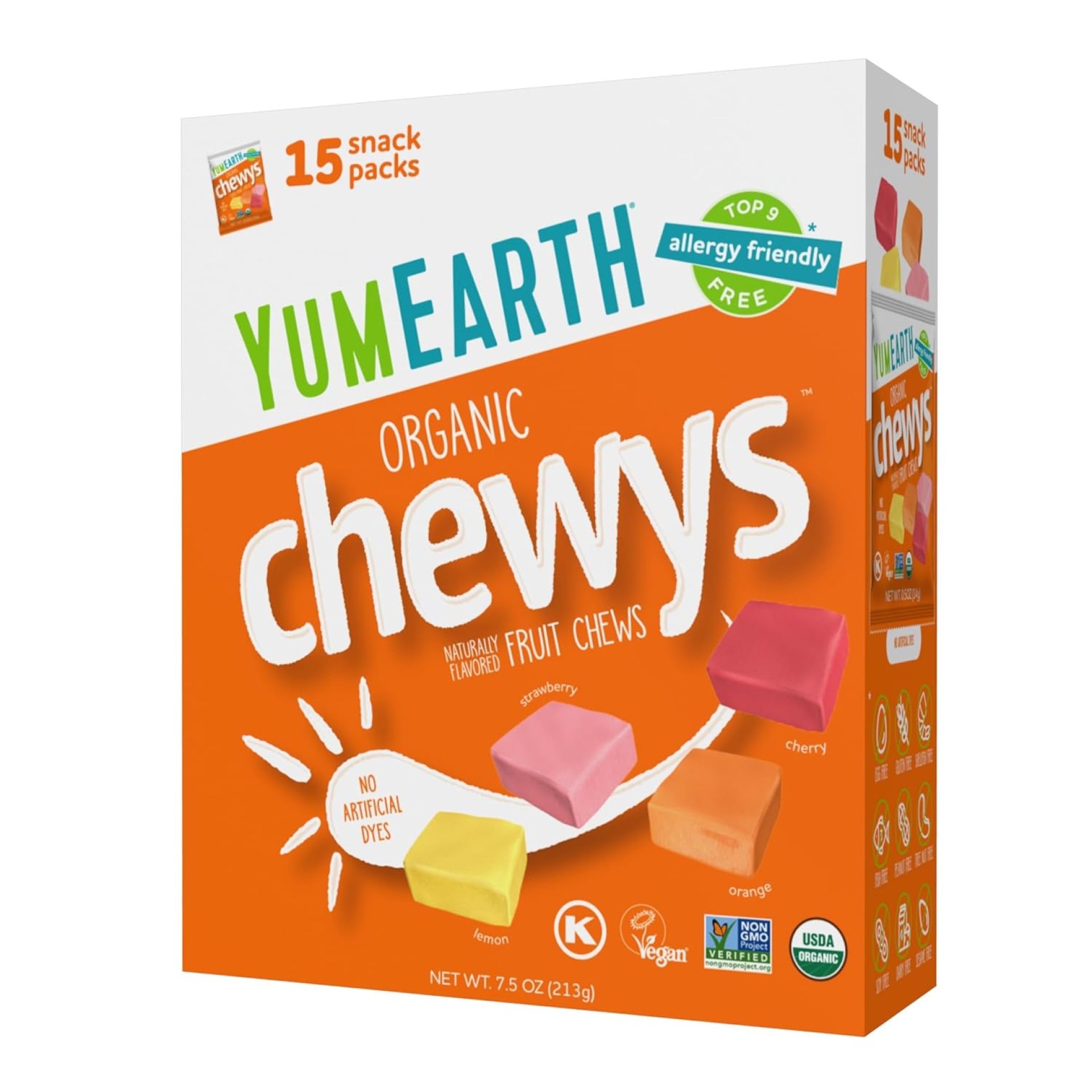 YumEarth Organic Chewys Fruit Flavored Candy Chews – Allergy Friendly, Gluten Free, Non-GMO, Vegan, No Artificial Flavors or Dyes – Assorted Flavors, 7.5 oz. YumEarth Organic Chewys Fruit Flavored Candy Chews – Allergy Friendly, Gluten Free, Non-GMO, Vegan, No Artificial Flavors or Dyes – Assorted Flavors, 7.5 oz.