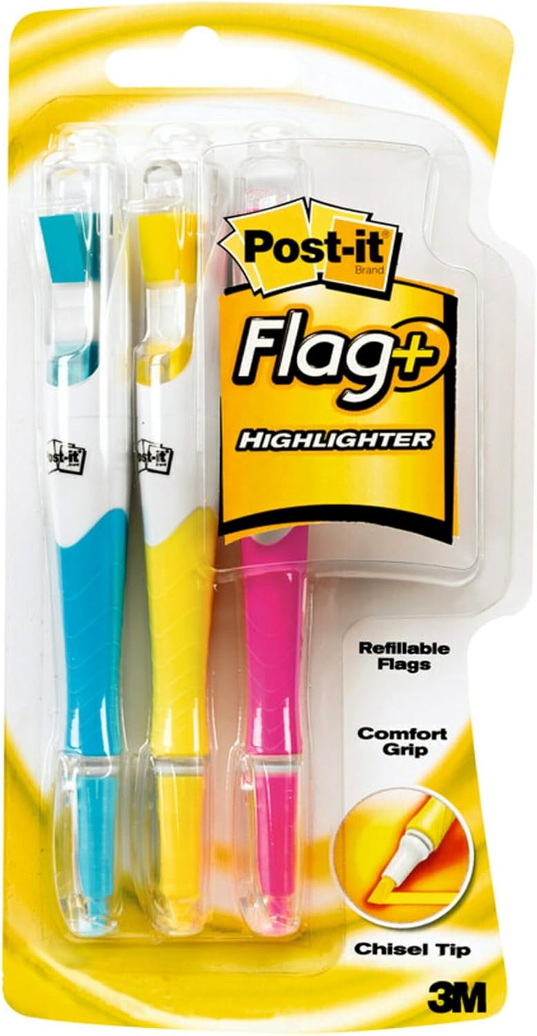 Post-it Flags + Highlighter, 3 Pack, 50 Color Coordinated Flags/Highlighter, Yellow, Pink, Blue (689-HL3) Post-it Flags + Highlighter, 3 Pack, 50 Color Coordinated Flags/Highlighter, Yellow, Pink, Blue (689-HL3)