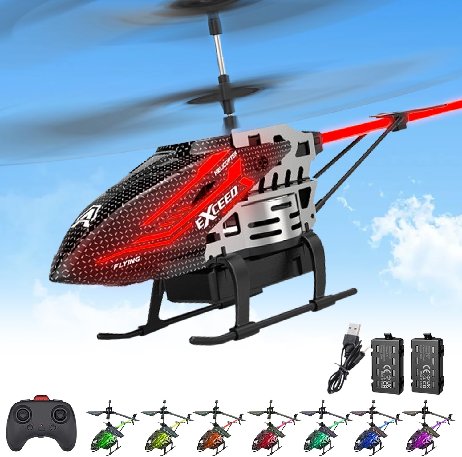 Alloy ABS 7 LED Colors RC Helicopter, Remote Control Helicopter for Kids 3.5CH Flying Aircraft Airplane Toy High Control Fixed Height USB Charging Drone for Boys and Girls Ages 6+ Alloy ABS 7 LED Colors RC Helicopter, Remote Control Helicopter for Kids 3.5CH Flying Aircraft Airplane Toy High Control Fixed Height USB Charging Drone for Boys and Girls Ages 6+