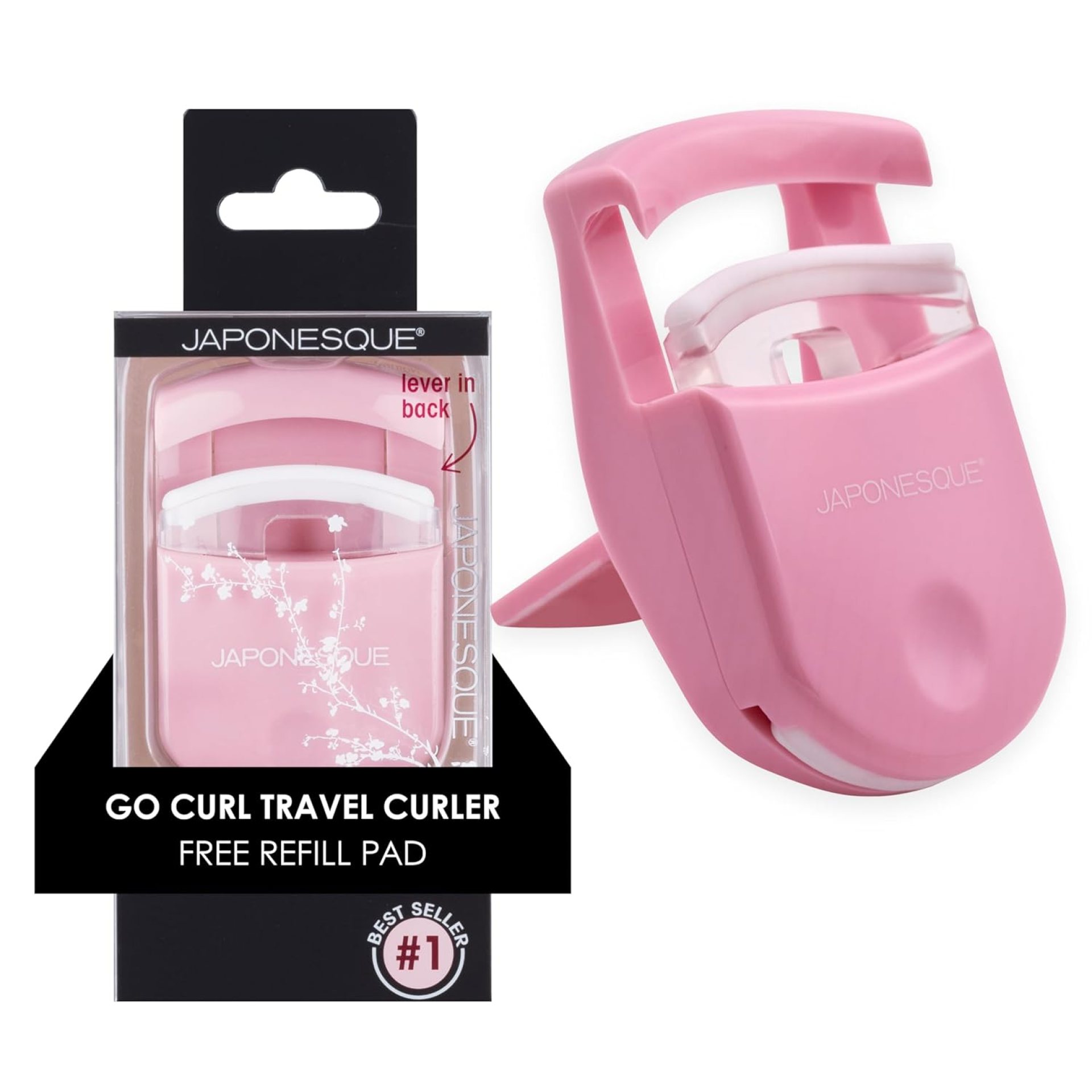 JAPONESQUE Travel Eyelash Curler, Pink – Plastic Eyelash Curlers for Travel Makeup, Go Curl Lash Curler with Bonus Replacement Lash Pad – 1 Pack JAPONESQUE Travel Eyelash Curler, Pink – Plastic Eyelash Curlers for Travel Makeup, Go Curl Lash Curler with Bonus Replacement Lash Pad – 1 Pack