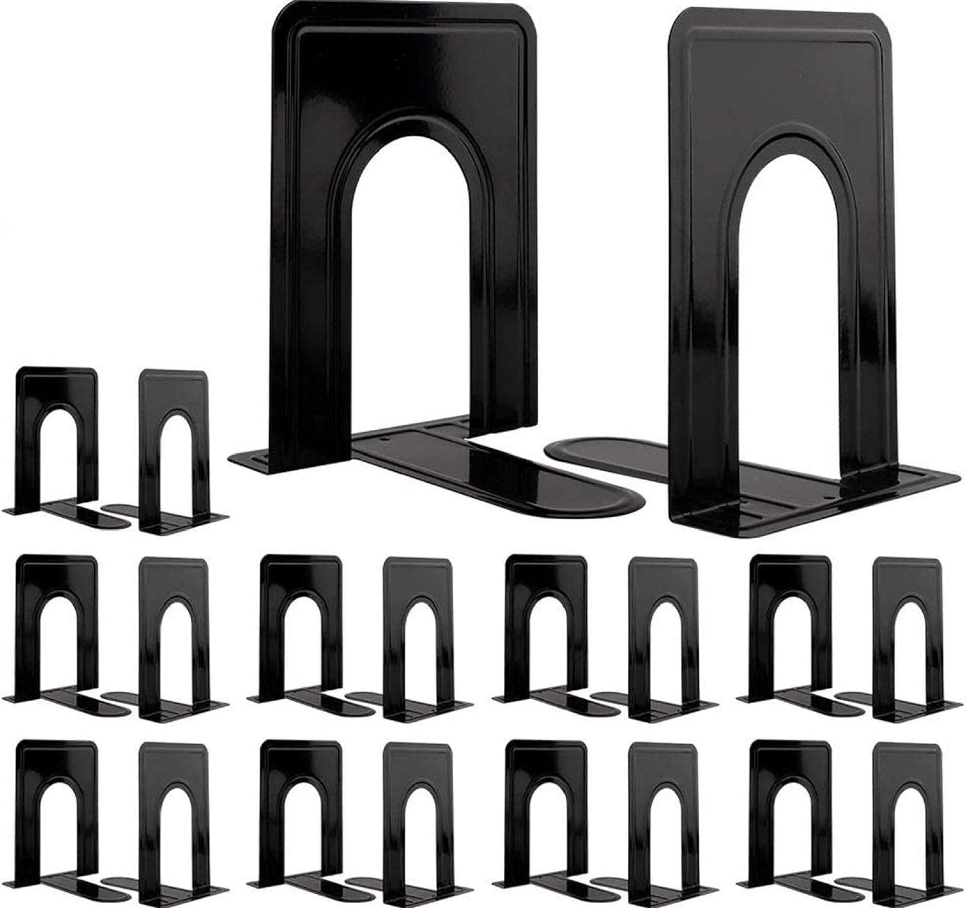 Jekkis 20pcs Metal Bookends for Shelves, 6.6″x 5.7″x 5″ Black Heavy Duty Book Ends for Nonskid Bookend Supports Plain Large Bookends, Library Office Home, 10 Pair Jekkis 20pcs Metal Bookends for Shelves, 6.6″x 5.7″x 5″ Black Heavy Duty Book Ends for Nonskid Bookend Supports Plain Large Bookends, Library Office Home, 10 Pair