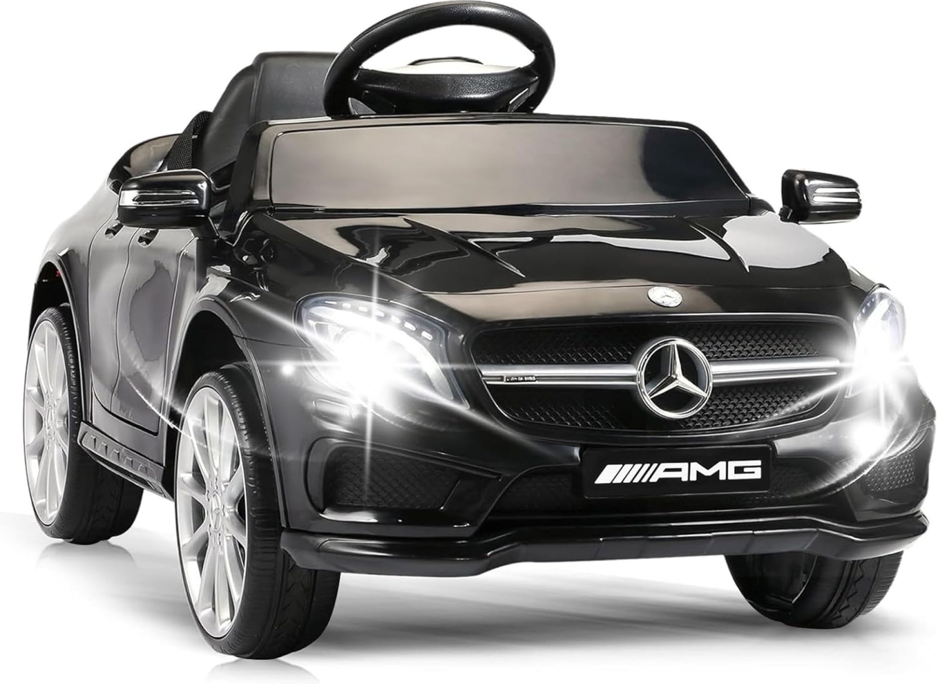 OLAKIDS Kids Ride On Car with Remote Control, 12V Licensed Mercedes Benz GLA45 Electric Vehicle for Toddlers, Battery Powered Toy with Music, USB, MP3, 2 Speeds, Wheels Suspension, LED Lights (Black) OLAKIDS Kids Ride On Car with Remote Control, 12V Licensed Mercedes Benz GLA45 Electric Vehicle for Toddlers, Battery Powered Toy with Music, USB, MP3, 2 Speeds, Wheels Suspension, LED Lights (Black)