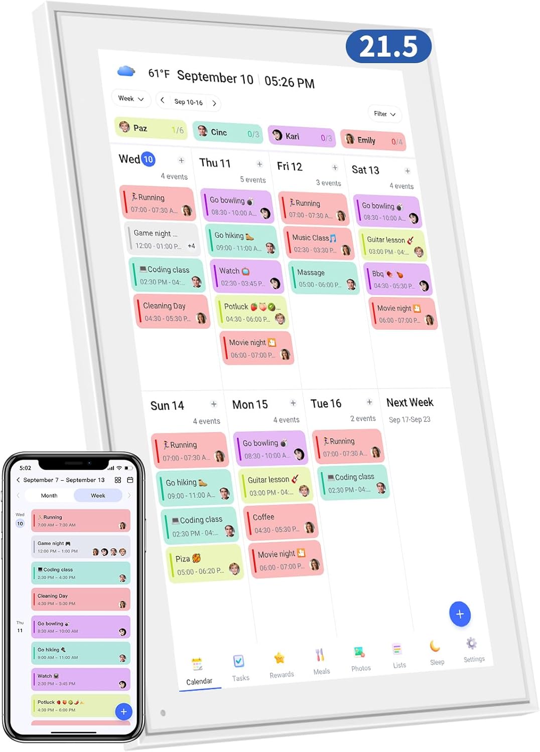 21.5 Inch Digital Calendar, Electronic Chore Chart, Smart Weekly and Monthly Planner 1920 * 1080P IPS Touchscreen Wall and Desk Calendar for Family Schedules, White 21.5 Inch Digital Calendar, Electronic Chore Chart, Smart Weekly and Monthly Planner 1920 * 1080P IPS Touchscreen Wall and Desk Calendar for Family Schedules, White