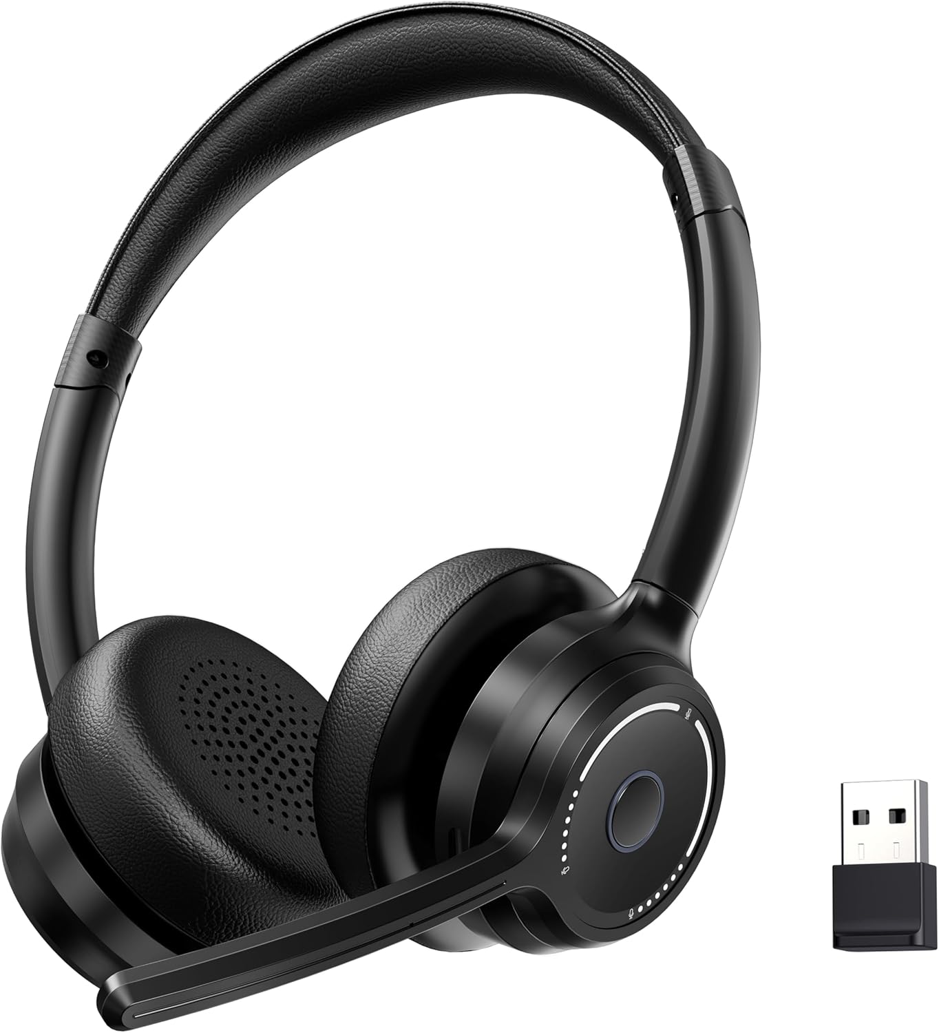 (2025 Upgraded) Wireless Headset with Mic for Work, Bluetooth Headset with Noise Canceling Microphone, Wireless On Ear Headphones with USB Dongle and Mute Mic for Computer (2025 Upgraded) Wireless Headset with Mic for Work, Bluetooth Headset with Noise Canceling Microphone, Wireless On Ear Headphones with USB Dongle and Mute Mic for Computer