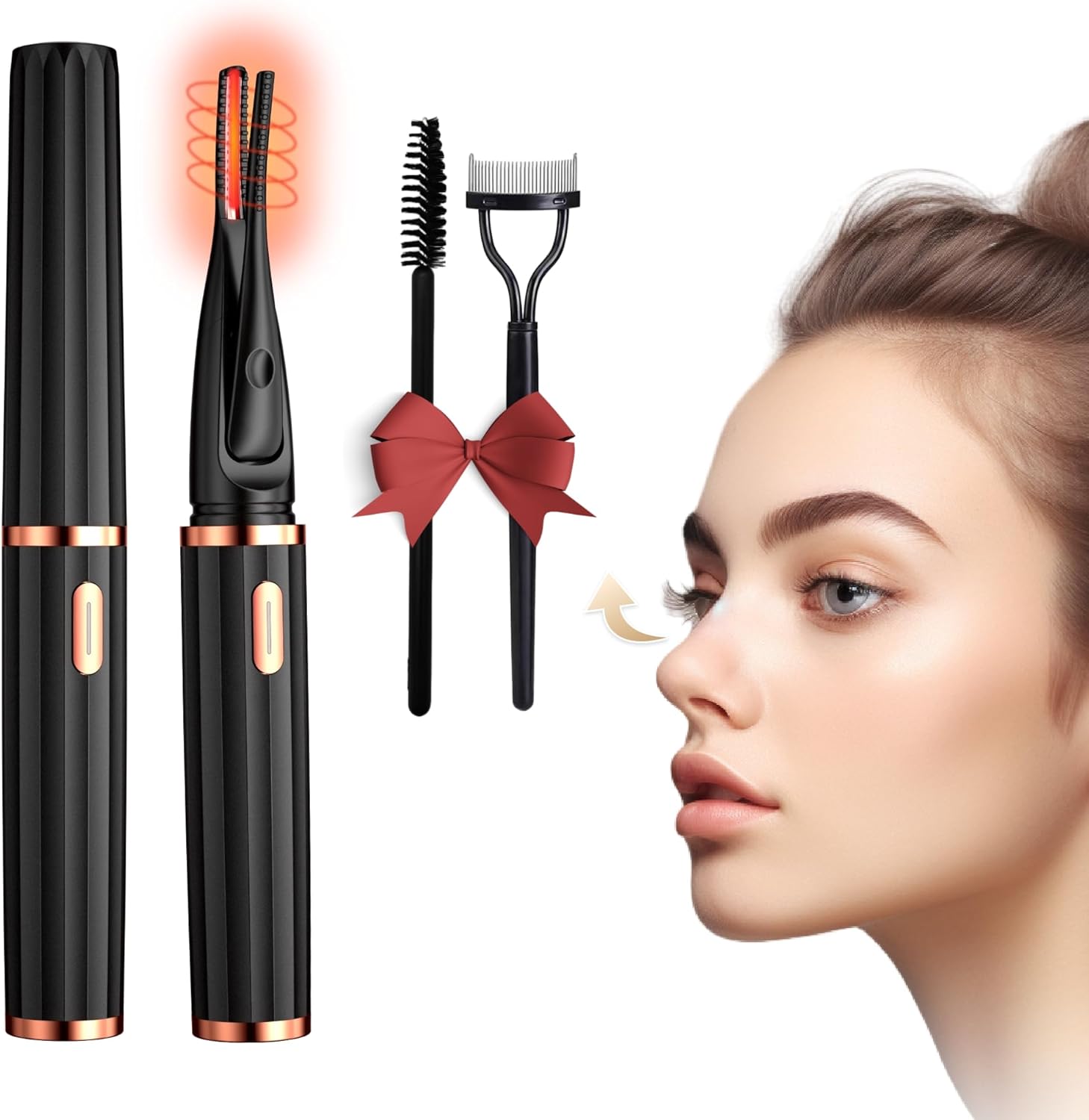 MGKO Heated Eyelash Curlers, 2 in 1 Clip-Type Eyelash Curler, Natural Curling 24 Hours Long Lasting, 3 Temperature Modes with USB Rechargeable, Gift for Women Girls (M-xz2), Black (M-xz2) MGKO Heated Eyelash Curlers, 2 in 1 Clip-Type Eyelash Curler, Natural Curling 24 Hours Long Lasting, 3 Temperature Modes with USB Rechargeable, Gift for Women Girls (M-xz2), Black (M-xz2)