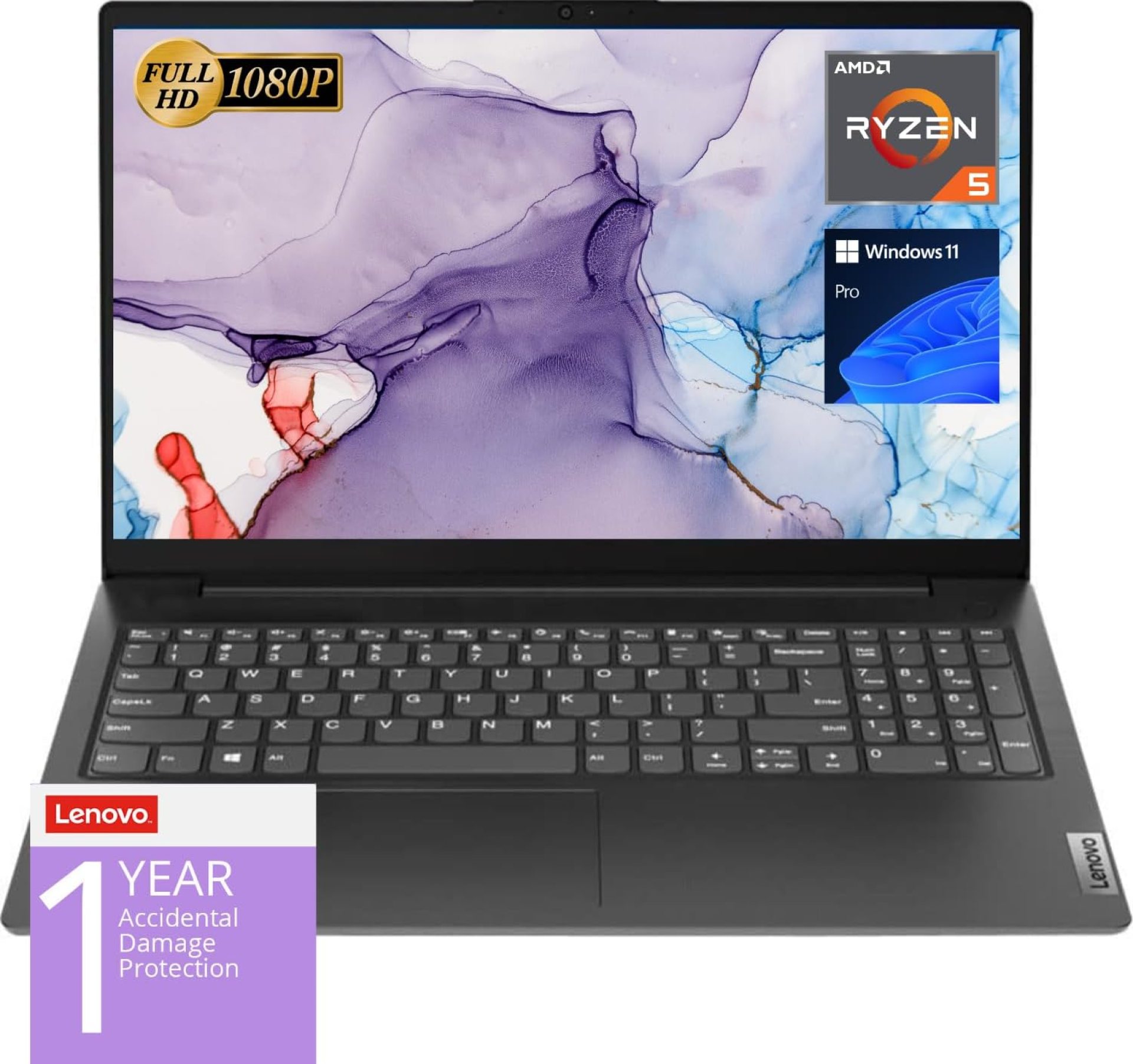 Lenovo V15 Laptop, 15.6″ FHD Display, AMD Ryzen 5 5500U Hexa-core Processor (Beat i7-1065G7), 40GB RAM, 2TB SSD, RJ-45, Numeric Keypad, Wi-Fi, Windows 11 Pro, Black, Additional 1 Yr ADP Lenovo V15 Laptop, 15.6″ FHD Display, AMD Ryzen 5 5500U Hexa-core Processor (Beat i7-1065G7), 40GB RAM, 2TB SSD, RJ-45, Numeric Keypad, Wi-Fi, Windows 11 Pro, Black, Additional 1 Yr ADP