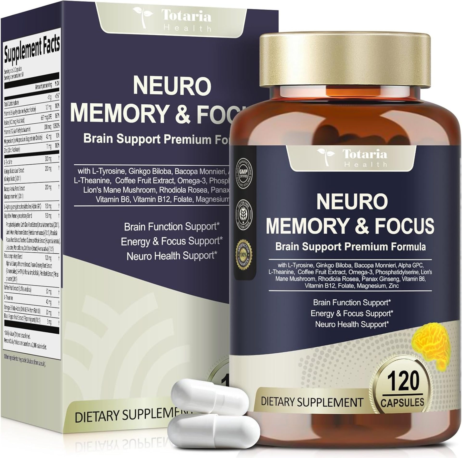 25 in 1 Brain Supplements for Memory and Focus & Neuro Health – Daily Brain Nootropic Cognitive Supplement with L-Tyrosine, Bacopa Monnieri, Ginkgo Biloba, Alpha GPC – Non-GMO, Gluten Free, Vegan 25 in 1 Brain Supplements for Memory and Focus & Neuro Health – Daily Brain Nootropic Cognitive Supplement with L-Tyrosine, Bacopa Monnieri, Ginkgo Biloba, Alpha GPC – Non-GMO, Gluten Free, Vegan
