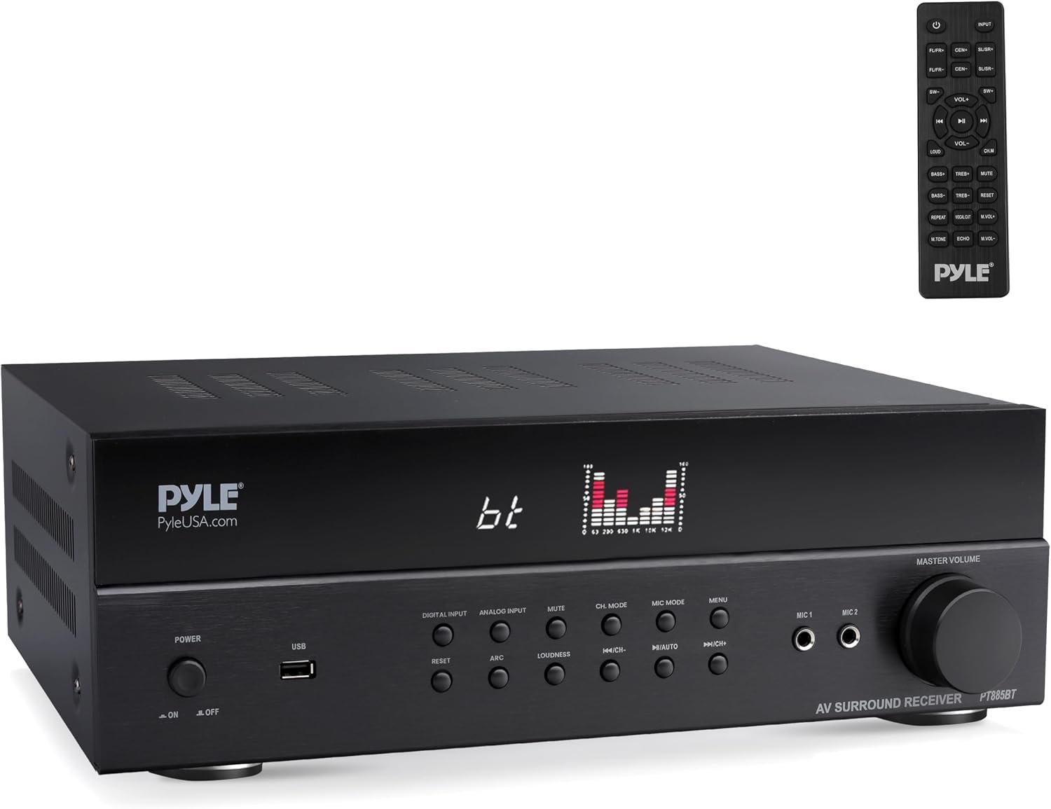 Pyle Hi-Fi Wireless Bluetooth 5.0 Home Theater Receiver – 7.2 Channel Surround Sound Stereo Amp with ARC Support – MP3/USB/DAC/FM Radio – 1200W PMPO – HDMI – Remote Control – for Home Audio – PT885BT Pyle Hi-Fi Wireless Bluetooth 5.0 Home Theater Receiver – 7.2 Channel Surround Sound Stereo Amp with ARC Support – MP3/USB/DAC/FM Radio – 1200W PMPO – HDMI – Remote Control – for Home Audio – PT885BT