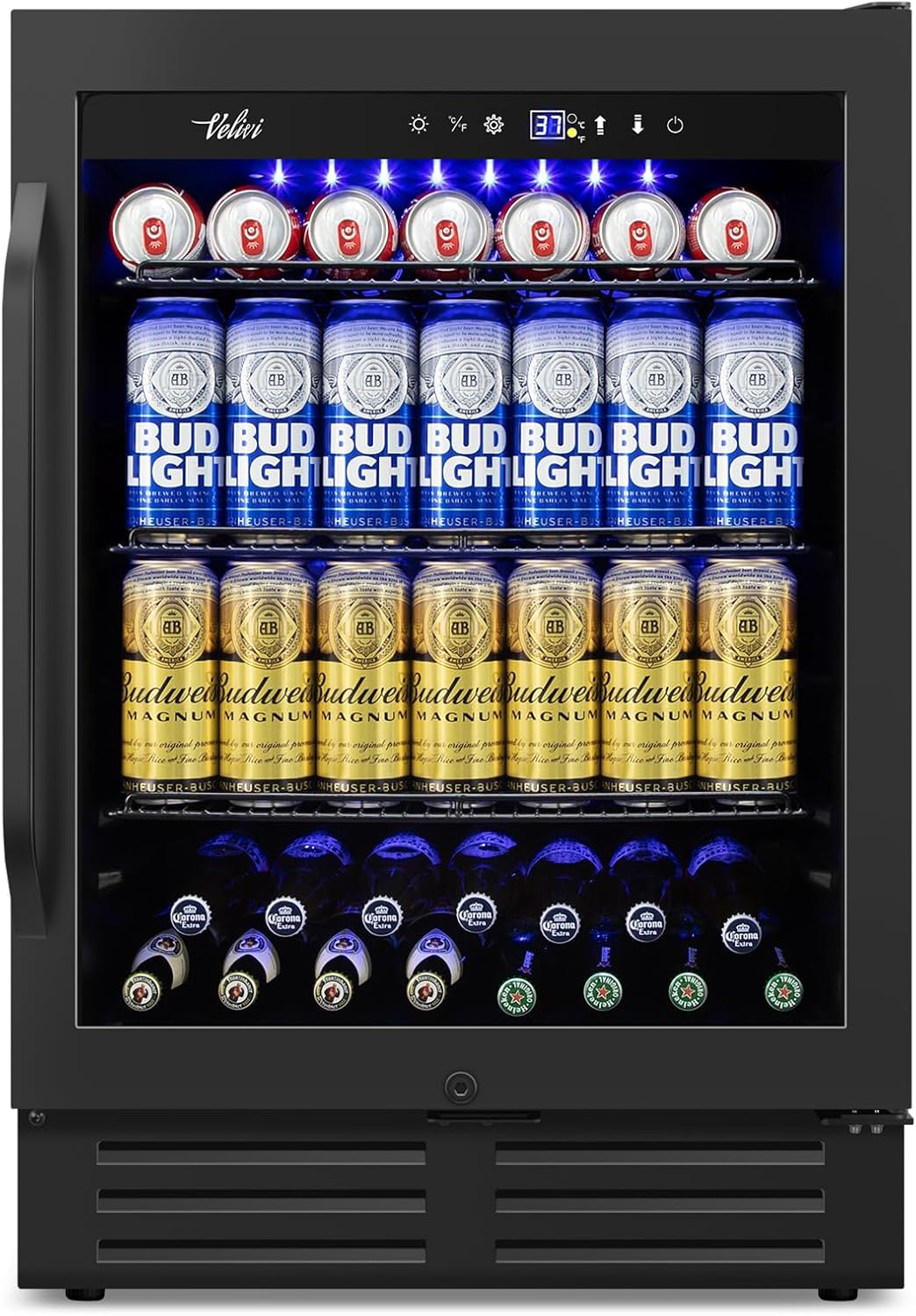 24″ Black Beverage Refrigerator Cooler: 24Inch Built-In Under Counter Fridge for Soda, Beer, Drink | 168Cans Large Capacity – Perfect for Kitchen, Bar, or Office 24″ Black Beverage Refrigerator Cooler: 24Inch Built-In Under Counter Fridge for Soda, Beer, Drink | 168Cans Large Capacity – Perfect for Kitchen, Bar, or Office