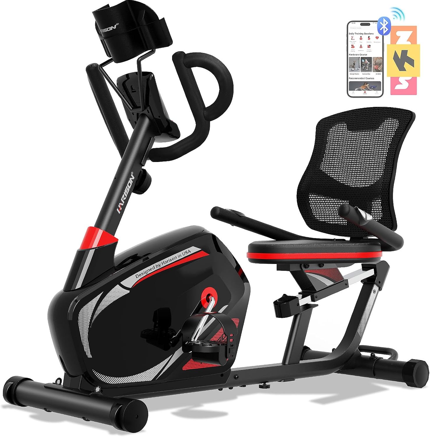 HARISON Semi Commercial Recumbent Exercise Bike with 400 lbs Capacity, Magnetic Recumbent bike for Adult and Seniors, Recumbent Stationary bike for Home with Smart Bluetooth App, 2 in 1 LCD Monitor and Tablet Holder, Heart Rate monitor HARISON Semi Commercial Recumbent Exercise Bike with 400 lbs Capacity, Magnetic Recumbent bike for Adult and Seniors, Recumbent Stationary bike for Home with Smart Bluetooth App, 2 in 1 LCD Monitor and Tablet Holder, Heart Rate monitor