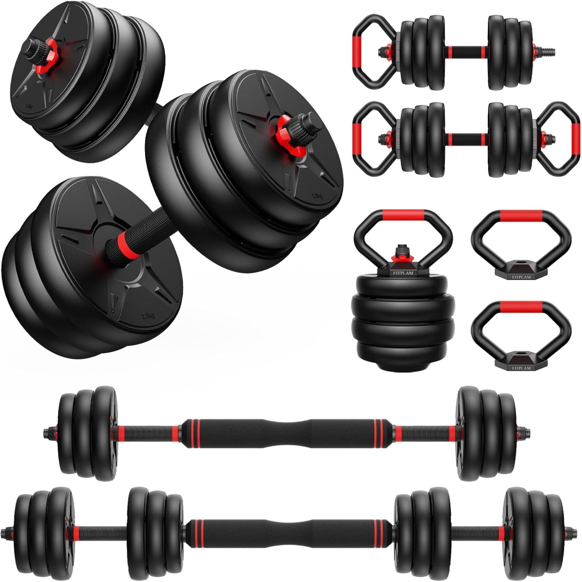 Adjustable Dumbbell Set, 55/70lbs Free Weights with Upgraded Nut, 4 in 1 Weight Set Used as Kettlebells, Barbell, Push Up Stand, Fitness Exercise for Home Gym Suitable for Men/Women Adjustable Dumbbell Set, 55/70lbs Free Weights with Upgraded Nut, 4 in 1 Weight Set Used as Kettlebells, Barbell, Push Up Stand, Fitness Exercise for Home Gym Suitable for Men/Women