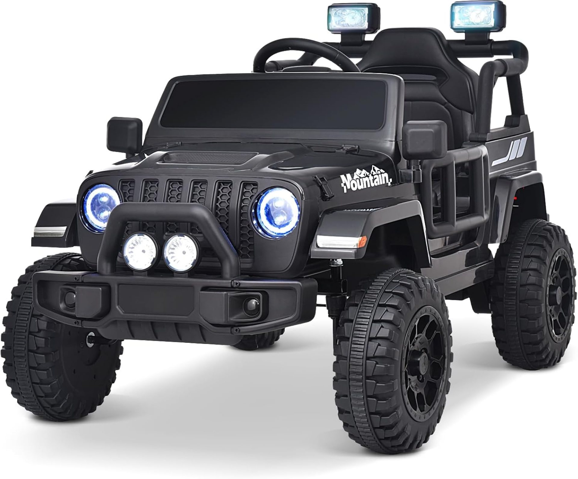 Joywhale 12V Kids Ride on Truck Battery Powered Motorized Car Electric Vehicle for Kids, with Remote Control, 4-Wheel Suspension, LED Lights, Music & FM, Seat Belt, Portable Handle, Black Joywhale 12V Kids Ride on Truck Battery Powered Motorized Car Electric Vehicle for Kids, with Remote Control, 4-Wheel Suspension, LED Lights, Music & FM, Seat Belt, Portable Handle, Black