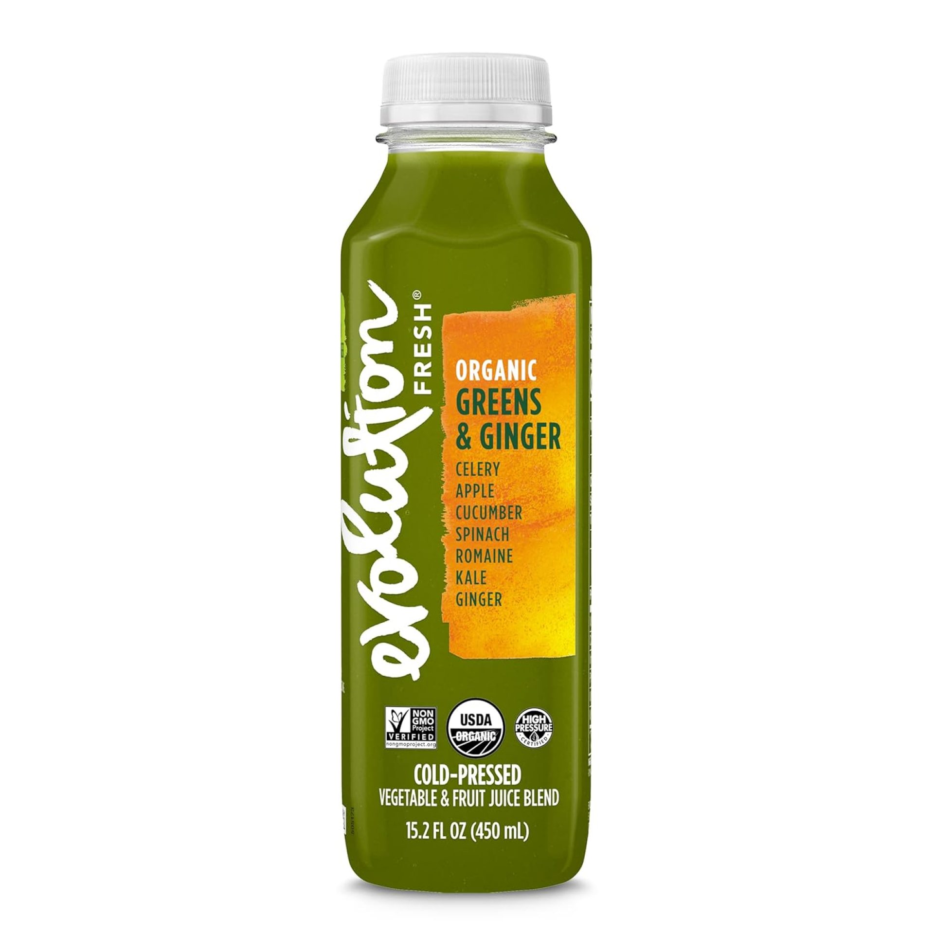 Evolution Fresh Organic Greens & Ginger, Organic, 100% Cold-Pressed Vegetable & Fruit Juice Blend, Excellent Source of Vitamin K, 15.2 fl oz Evolution Fresh Organic Greens & Ginger, Organic, 100% Cold-Pressed Vegetable & Fruit Juice Blend, Excellent Source of Vitamin K, 15.2 fl oz