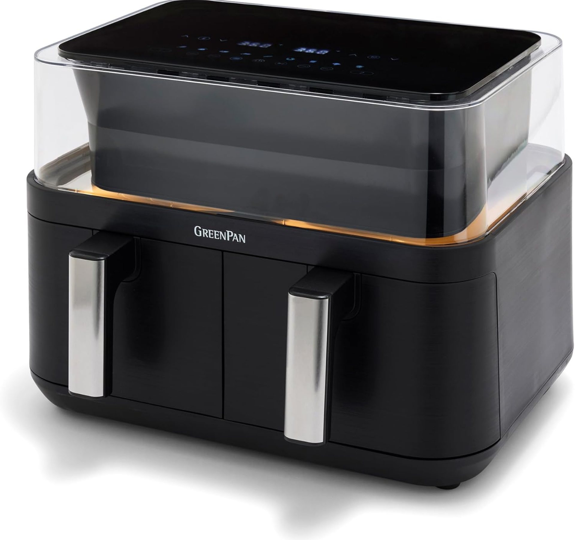 GreenPan Clearview 10QT Double Air Fryer, 360° Clear Window, PFAS-Free Ceramic Nonstick 5QT Drawers & Trays, Dual Cooking, 12-Presets, Shake Reminder, Keep Warm, Dishwasher Safe Parts GreenPan Clearview 10QT Double Air Fryer, 360° Clear Window, PFAS-Free Ceramic Nonstick 5QT Drawers & Trays, Dual Cooking, 12-Presets, Shake Reminder, Keep Warm, Dishwasher Safe Parts