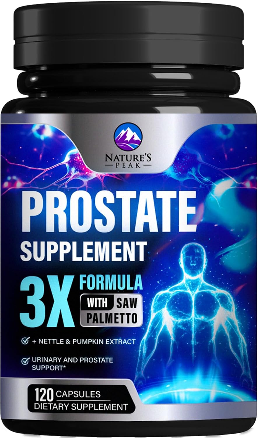 Prostate Health Supplements for Men – Potent 3X Formula with Saw Palmetto + Stinging Nettle + Pumpkin Seed Extract, Bottled in USA, Prostate Supplement, DHT Blocker for Urinary Support – 120 Capsules Prostate Health Supplements for Men – Potent 3X Formula with Saw Palmetto + Stinging Nettle + Pumpkin Seed Extract, Bottled in USA, Prostate Supplement, DHT Blocker for Urinary Support – 120 Capsules