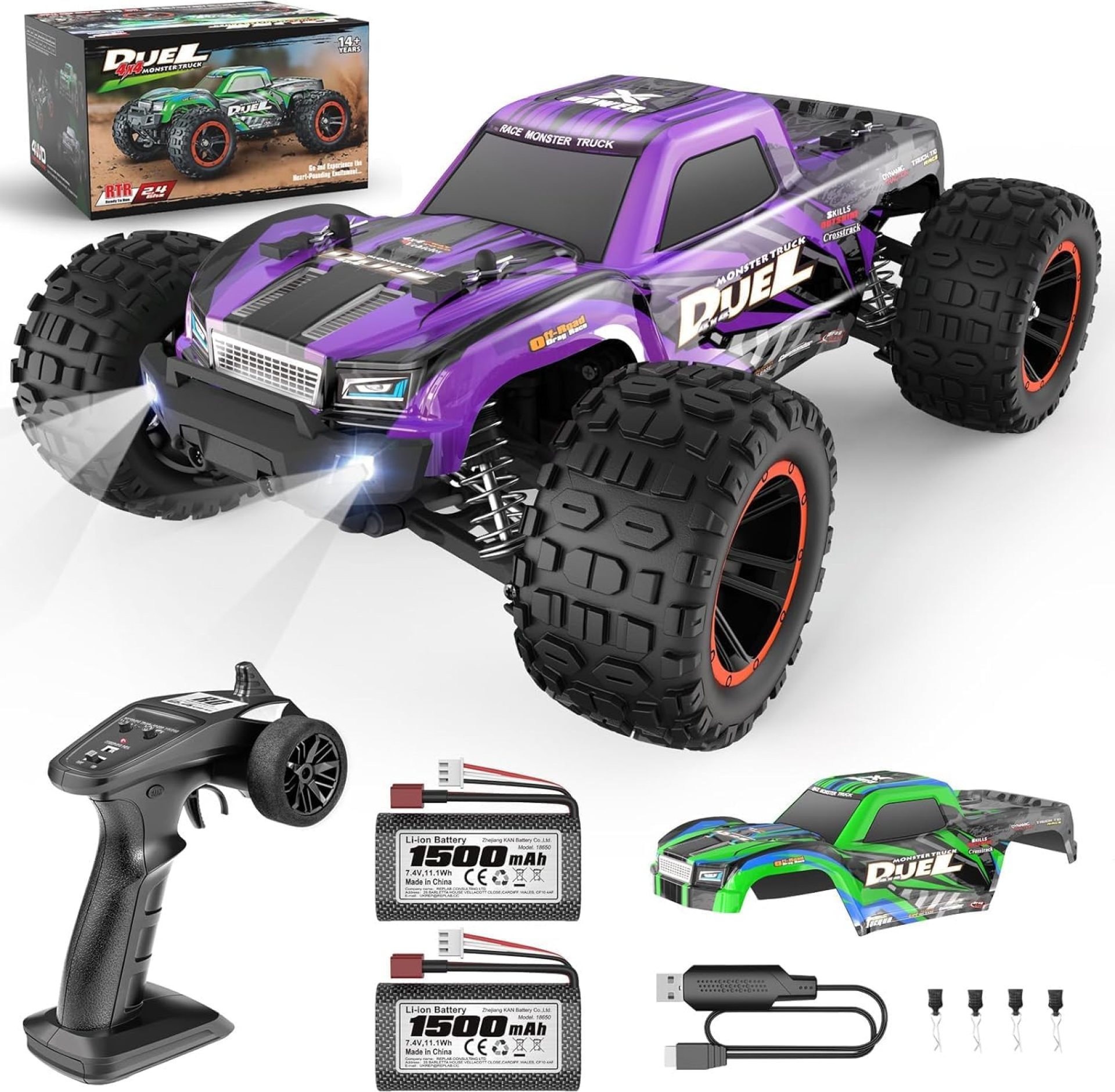 HAIBOXING 1:14 Scale RC Cars, 42km/h High-Speed 4WD Off-Road Waterproof RTR Hobby RC Truck with 2.4 GHz Remote Control for Adults & Boys, Electric Vehicle 2 Rechargeable Batteries, 2 Shells HBX2105 HAIBOXING 1:14 Scale RC Cars, 42km/h High-Speed 4WD Off-Road Waterproof RTR Hobby RC Truck with 2.4 GHz Remote Control for Adults & Boys, Electric Vehicle 2 Rechargeable Batteries, 2 Shells HBX2105