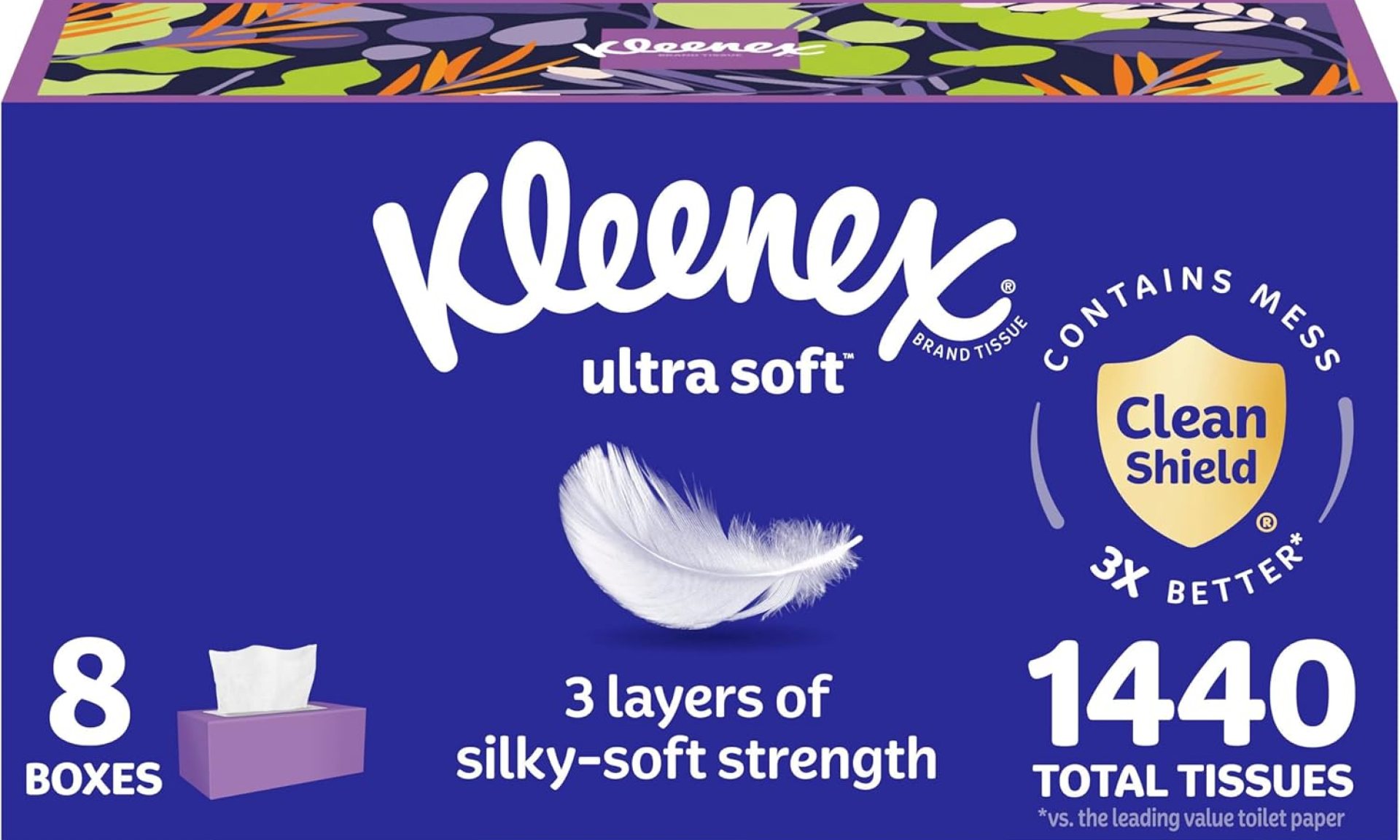 Kleenex Ultra Soft Facial Tissues, 8 Flat Boxes, 180 Tissues per Box, 3-Ply, Packaging May Vary Kleenex Ultra Soft Facial Tissues, 8 Flat Boxes, 180 Tissues per Box, 3-Ply, Packaging May Vary