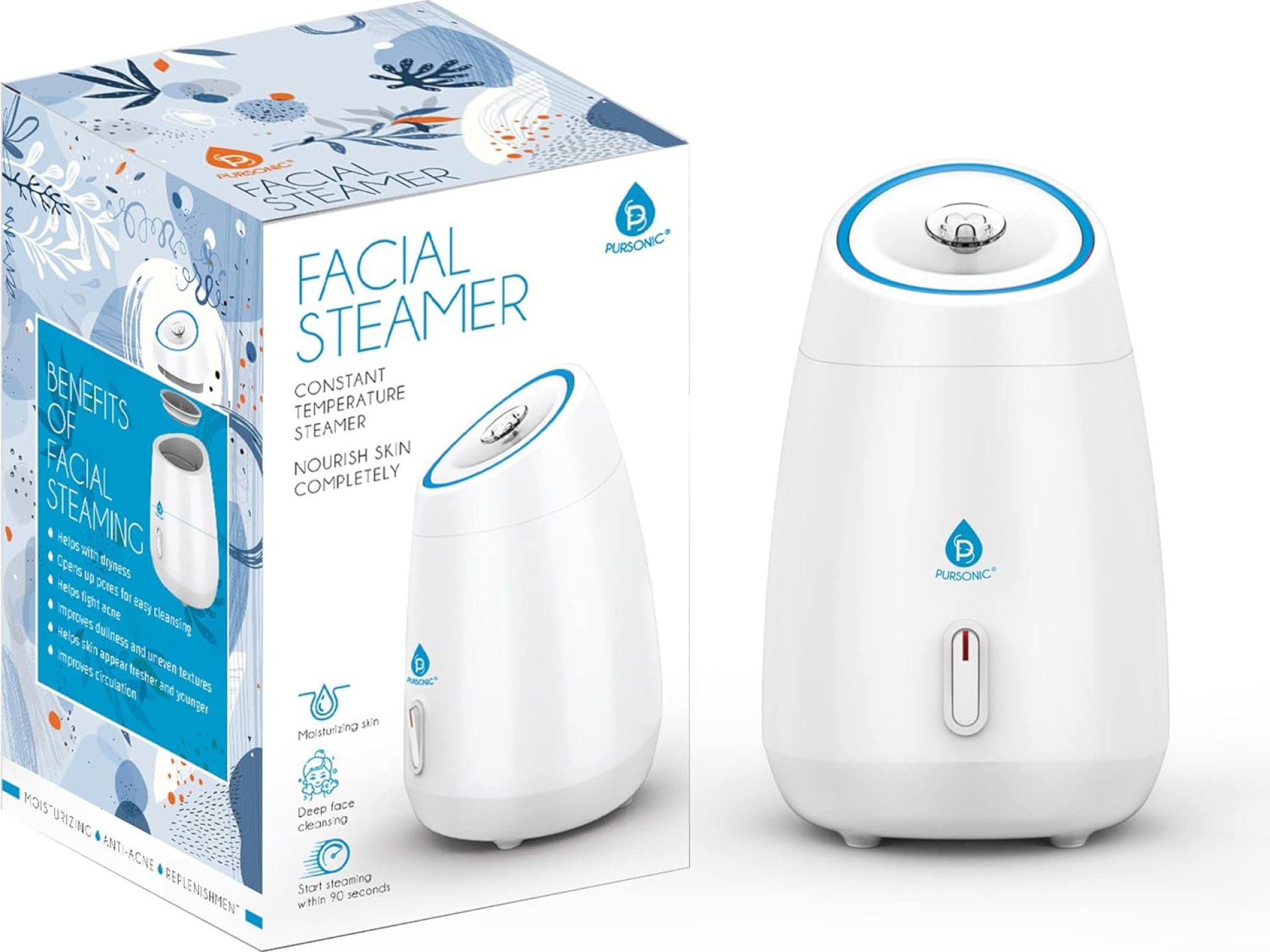 Pursonic White Facial Steamer – Face Steamer for Facial Deep Cleaning Tighten Skin – Daily Hydration for Unclogging Pores & Moisturizing Skin Pursonic White Facial Steamer – Face Steamer for Facial Deep Cleaning Tighten Skin – Daily Hydration for Unclogging Pores & Moisturizing Skin