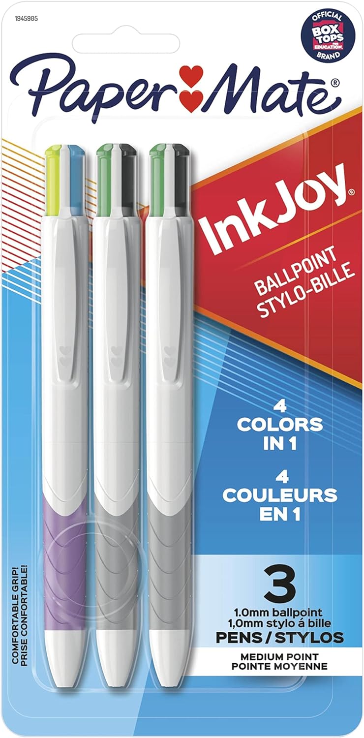 Paper Mate InkJoy Quatro Retractable Ballpoint Pens, Medium Point, Assorted Colors, 3 Pack Paper Mate InkJoy Quatro Retractable Ballpoint Pens, Medium Point, Assorted Colors, 3 Pack