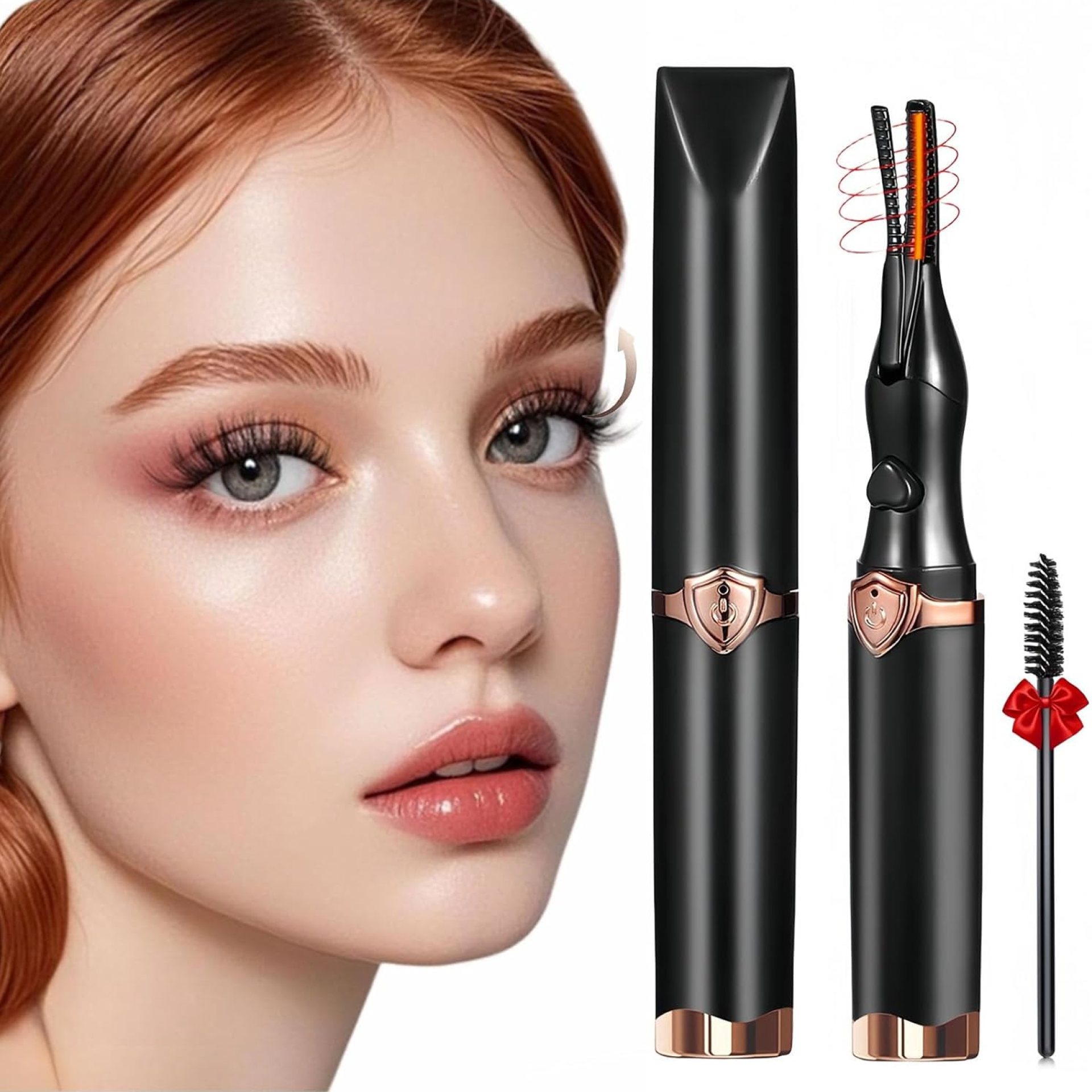 Heated Eyelash Curler, 2-in-1 Clip-Type Design, 3 Temperature Modes, USB Rechargeable Electric Eyelash Curler, Natural Curling 24H Long-Lasting Curl, Gift for Women & Girls, Black CD Heated Eyelash Curler, 2-in-1 Clip-Type Design, 3 Temperature Modes, USB Rechargeable Electric Eyelash Curler, Natural Curling 24H Long-Lasting Curl, Gift for Women & Girls, Black CD