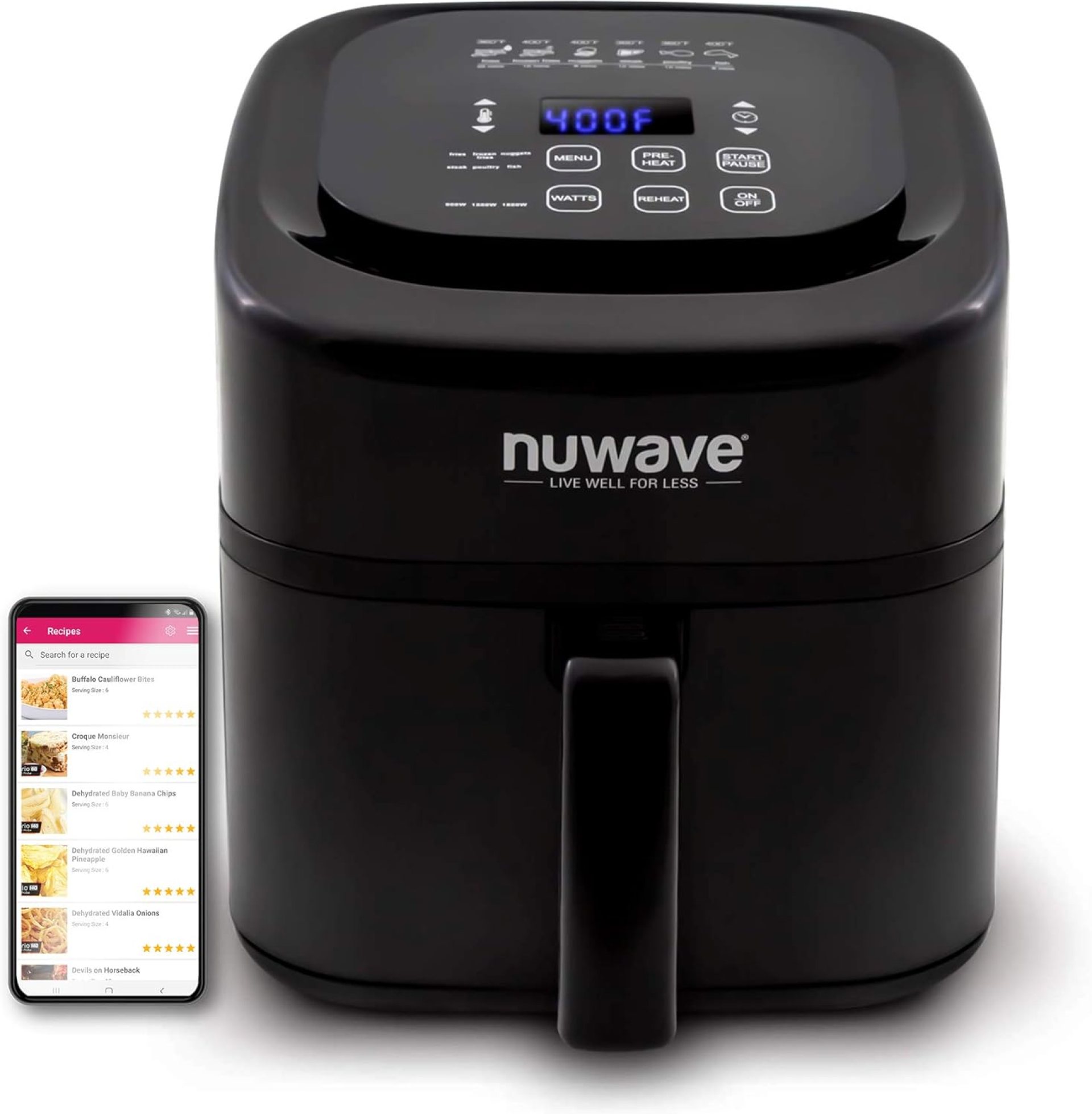 Nuwave 6-quart Brio Healthy Digital Air Fryer with One-Touch Digital Controls, 6 Preset Menu Functions & Removable Divider Insert (Renewed) Nuwave 6-quart Brio Healthy Digital Air Fryer with One-Touch Digital Controls, 6 Preset Menu Functions & Removable Divider Insert (Renewed)