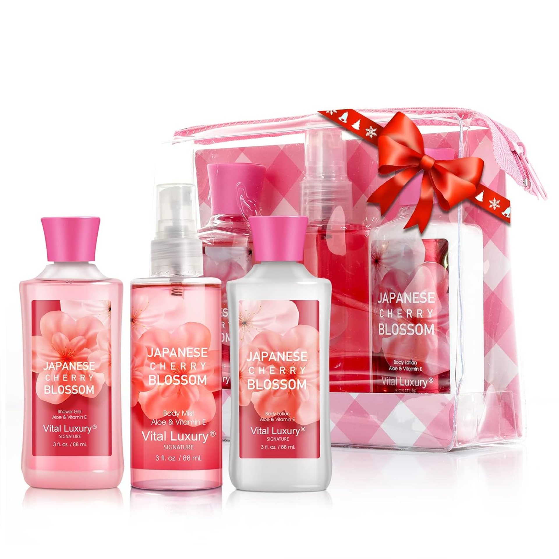 Bath & Body Care Travel Set – Home Spa Set with Body Lotion, Shower Gel and Fragrance Mist, Personal Body Care Travel Set for Birthday Christmas New Year Gifts(Japanese Cherry Blossom) Bath & Body Care Travel Set – Home Spa Set with Body Lotion, Shower Gel and Fragrance Mist, Personal Body Care Travel Set for Birthday Christmas New Year Gifts(Japanese Cherry Blossom)
