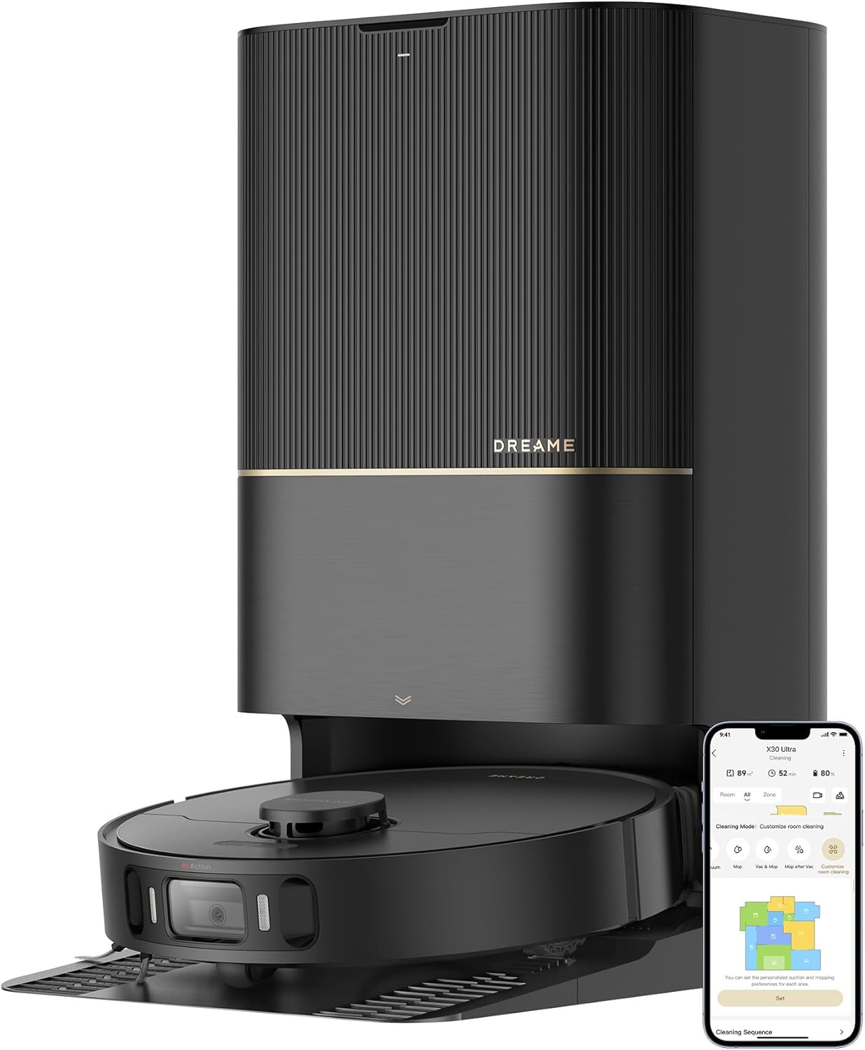 dreame X30 Ultra Robot Vacuum and Mop Combo, 8300Pa Suction, Mop Extend and Mop Self Cleaning with 140°F Water, Removable & Liftable Mop, Self Refilling, Mop Self Drying, Smart Carpet Cleaning dreame X30 Ultra Robot Vacuum and Mop Combo, 8300Pa Suction, Mop Extend and Mop Self Cleaning with 140°F Water, Removable & Liftable Mop, Self Refilling, Mop Self Drying, Smart Carpet Cleaning