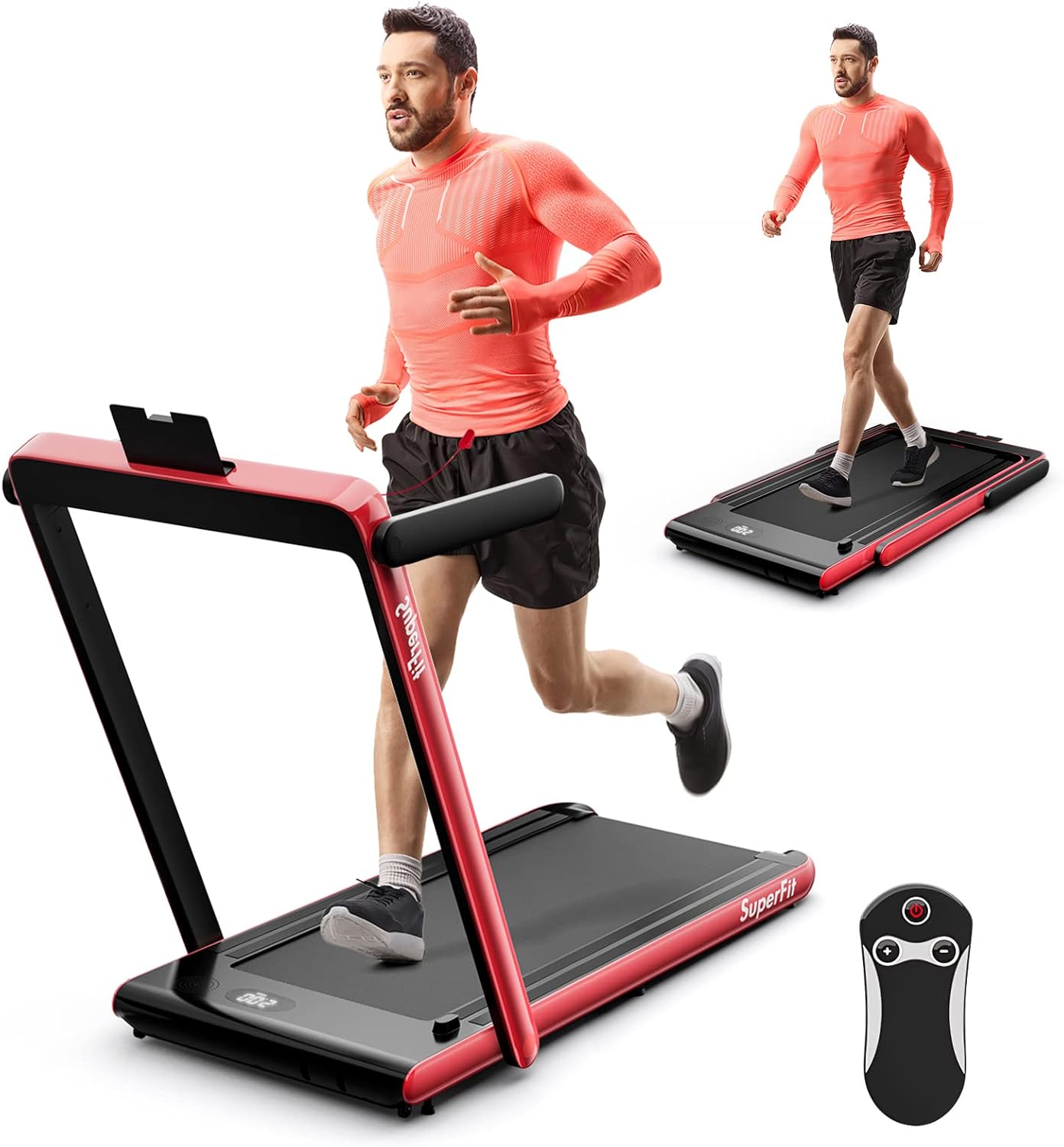Goplus 2 in 1 Under Desk Treadmill, 2.5HP Superfit Folding Treadmills for Home Office w/Smart APP, Remote Control, LED Display, Bluetooth Speaker, Foldable Walking Jogging Machine (Red) Goplus 2 in 1 Under Desk Treadmill, 2.5HP Superfit Folding Treadmills for Home Office w/Smart APP, Remote Control, LED Display, Bluetooth Speaker, Foldable Walking Jogging Machine (Red)