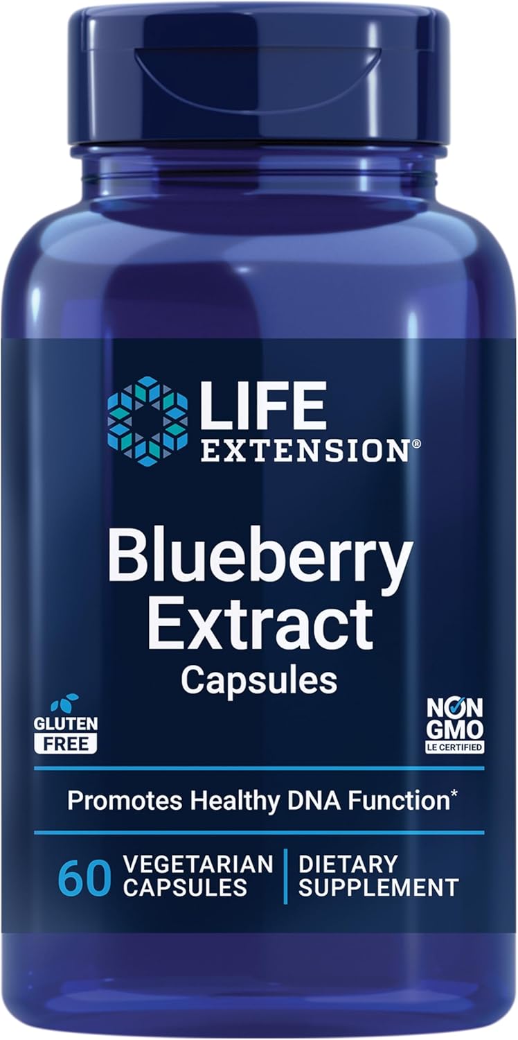 Life Extension Blueberry Extract Capsules – Whole Fruit Wild Blueberry Extract Supplement Pills- For Brain Health Support – Non-GMO, Gluten-Free ,Vegetarian – 60 Capsules Life Extension Blueberry Extract Capsules – Whole Fruit Wild Blueberry Extract Supplement Pills- For Brain Health Support – Non-GMO, Gluten-Free ,Vegetarian – 60 Capsules
