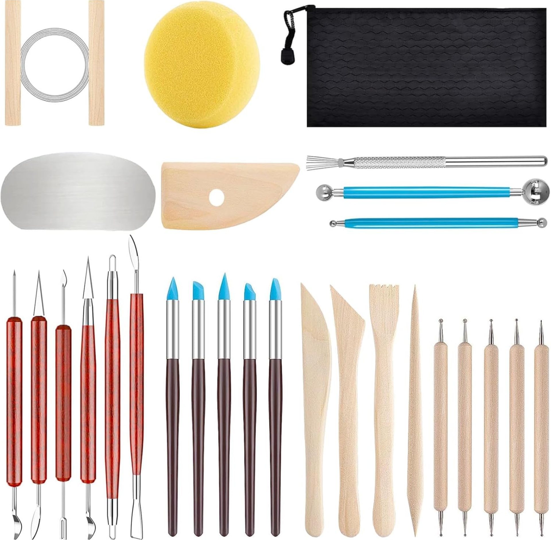 JRKOO Clay Tools Kit,28 PCS Pottery Tools,Polymer Clay Tools,Air Dry Clay Tools Set for Kids, Adults,Pottery Craft,Drawing,Dotting,Carving,Molding,Baking,Modeling,Shaping JRKOO Clay Tools Kit,28 PCS Pottery Tools,Polymer Clay Tools,Air Dry Clay Tools Set for Kids, Adults,Pottery Craft,Drawing,Dotting,Carving,Molding,Baking,Modeling,Shaping