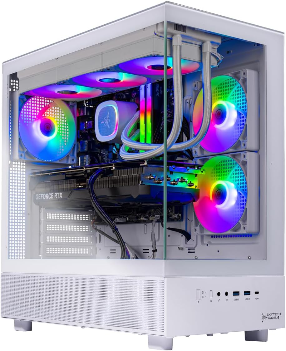 Skytech Gaming Azure 3 Desktop PC, Ryzen 7 7800X3D 4.2 GHz (5GHz Turbo), NVIDIA RTX 5060 Ti 16GB, 1TB Gen4 NVMe SSD, 32GB DDR5 RAM 6000 RGB, 650W Gold PSU, 360mm ARGB AIO, Wi-Fi, Win 11 Skytech Gaming Azure 3 Desktop PC, Ryzen 7 7800X3D 4.2 GHz (5GHz Turbo), NVIDIA RTX 5060 Ti 16GB, 1TB Gen4 NVMe SSD, 32GB DDR5 RAM 6000 RGB, 650W Gold PSU, 360mm ARGB AIO, Wi-Fi, Win 11