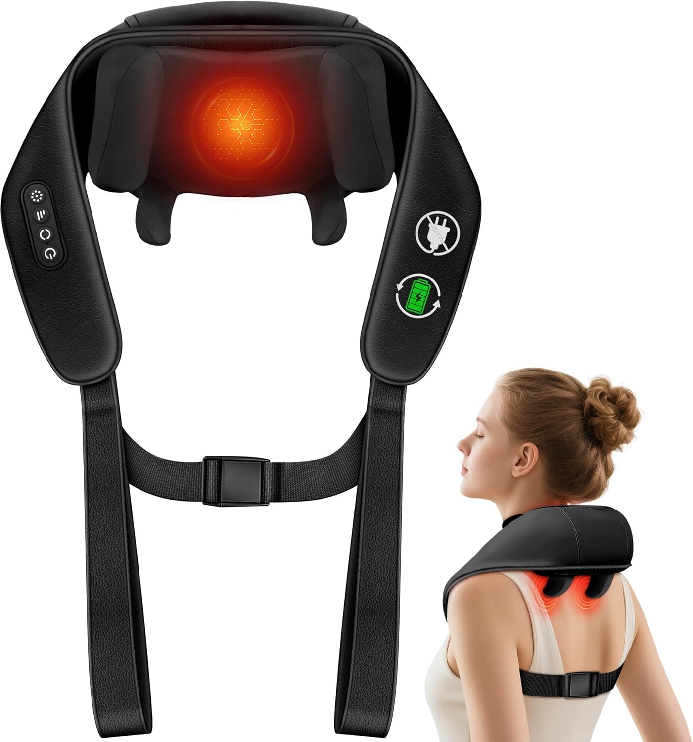 Shiatsu Neck and Back Massager, Shoulder Massager for Pain Relief Deep Tissue, Cordless 4D Deep Tissue Kneading Massage Pillow with Heat for Neck, Back, Legs, Shiatsu Massager Gifts for Men Women Shiatsu Neck and Back Massager, Shoulder Massager for Pain Relief Deep Tissue, Cordless 4D Deep Tissue Kneading Massage Pillow with Heat for Neck, Back, Legs, Shiatsu Massager Gifts for Men Women