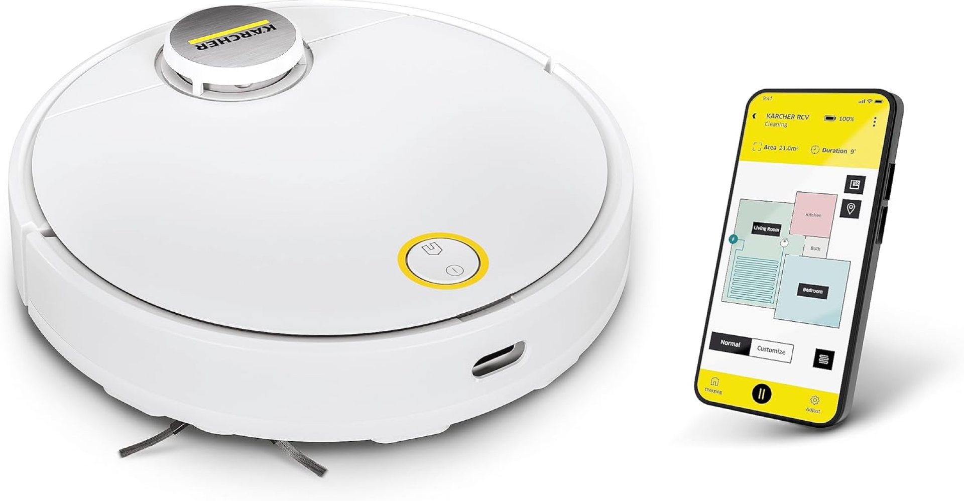 Kärcher RCV 3 Robot Vacuum Cleaner with Mop Function 2500Pa- Remote Control via App, LiDar Laser Navigation – Floor Mapping, Obstacle Detection – 120 min Run-Time – for Hard Floors and Carpets Kärcher RCV 3 Robot Vacuum Cleaner with Mop Function 2500Pa- Remote Control via App, LiDar Laser Navigation – Floor Mapping, Obstacle Detection – 120 min Run-Time – for Hard Floors and Carpets