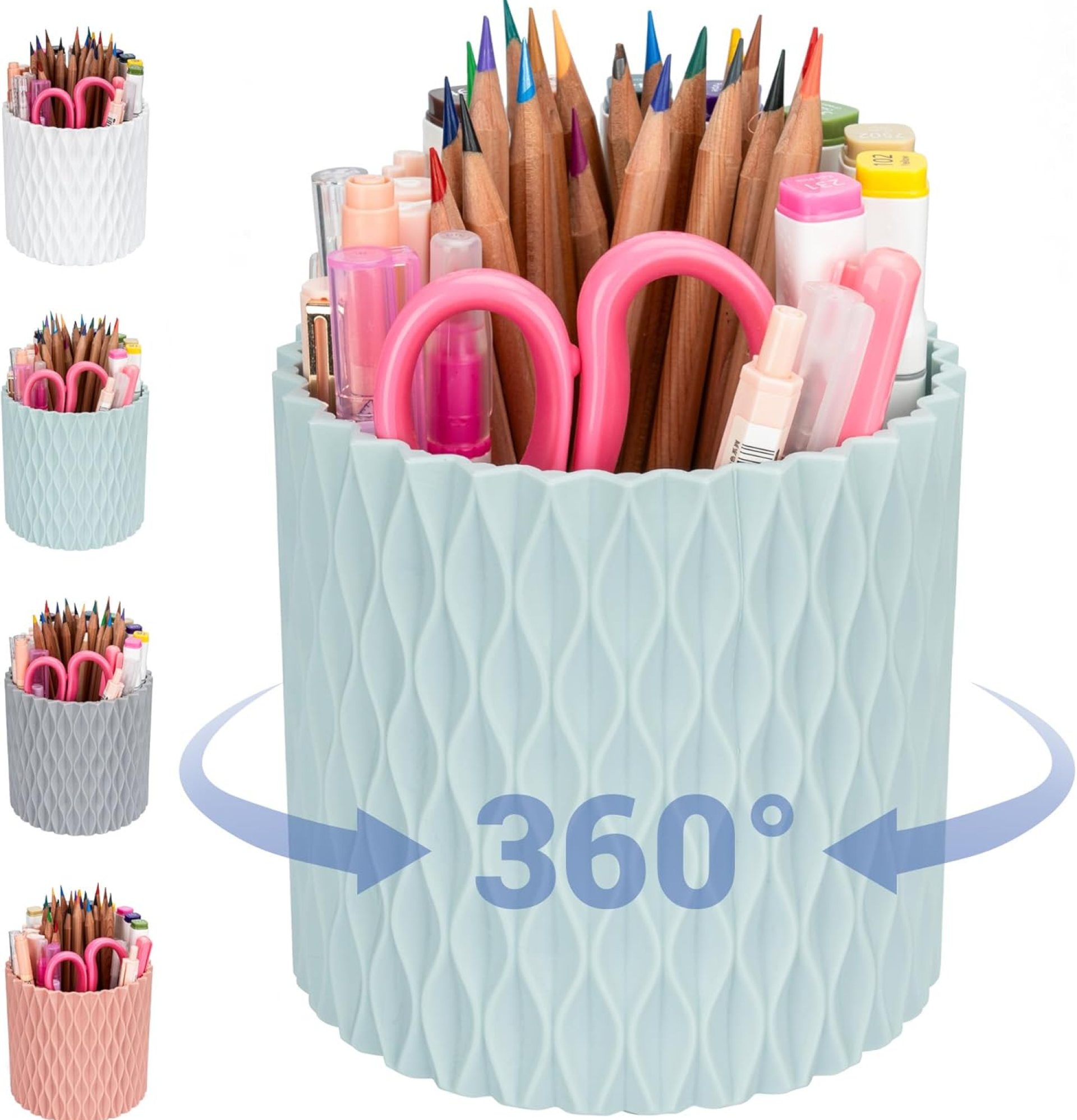 Pencil Holder – 360° Rotation, 5 Slot Desk Supplies For Women Office Aesthetic. Pen Holder For Office&School, Desk Accessories(Blue) Pencil Holder – 360° Rotation, 5 Slot Desk Supplies For Women Office Aesthetic. Pen Holder For Office&School, Desk Accessories(Blue)