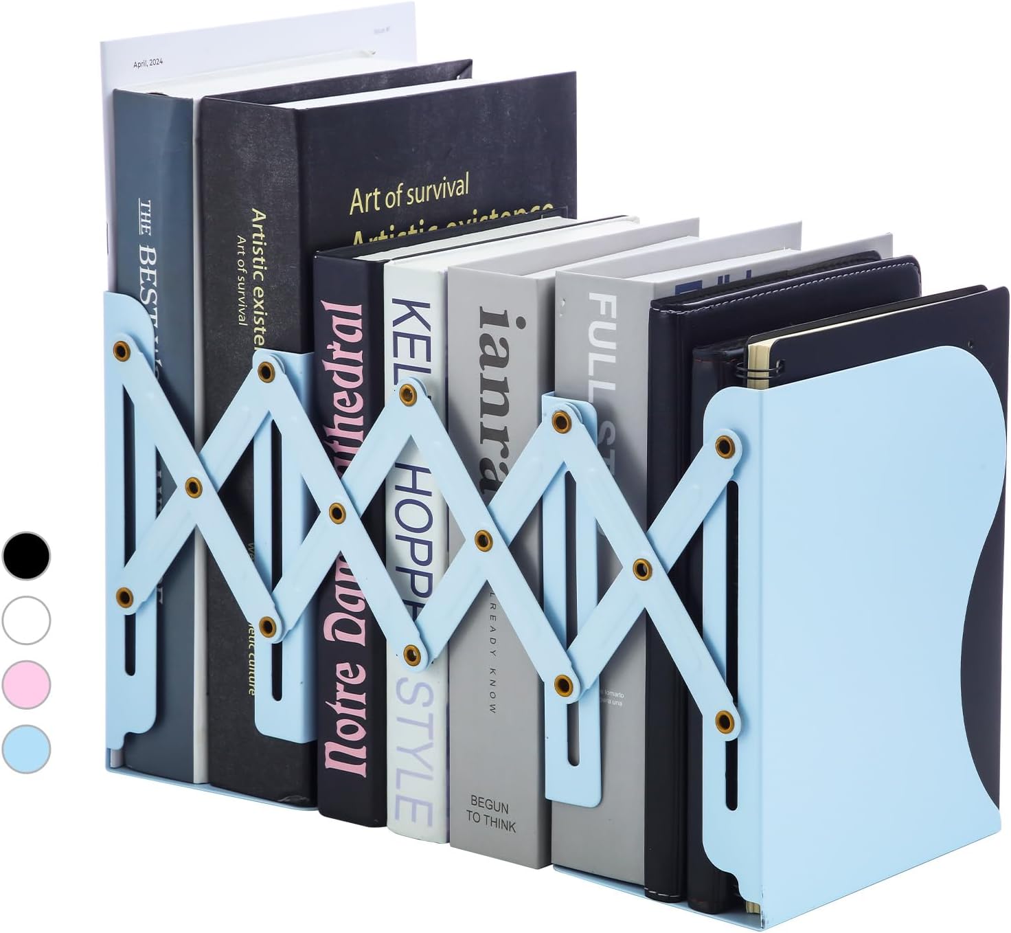 M&G Adjustable Bookends Book Ends for Shelves, Metal Bookend for Heavy Books, Desk Magazine File Organizer Holder Extends up to 20in, Book Stopper for Home, Office, Classroom (Blue) M&G Adjustable Bookends Book Ends for Shelves, Metal Bookend for Heavy Books, Desk Magazine File Organizer Holder Extends up to 20in, Book Stopper for Home, Office, Classroom (Blue)