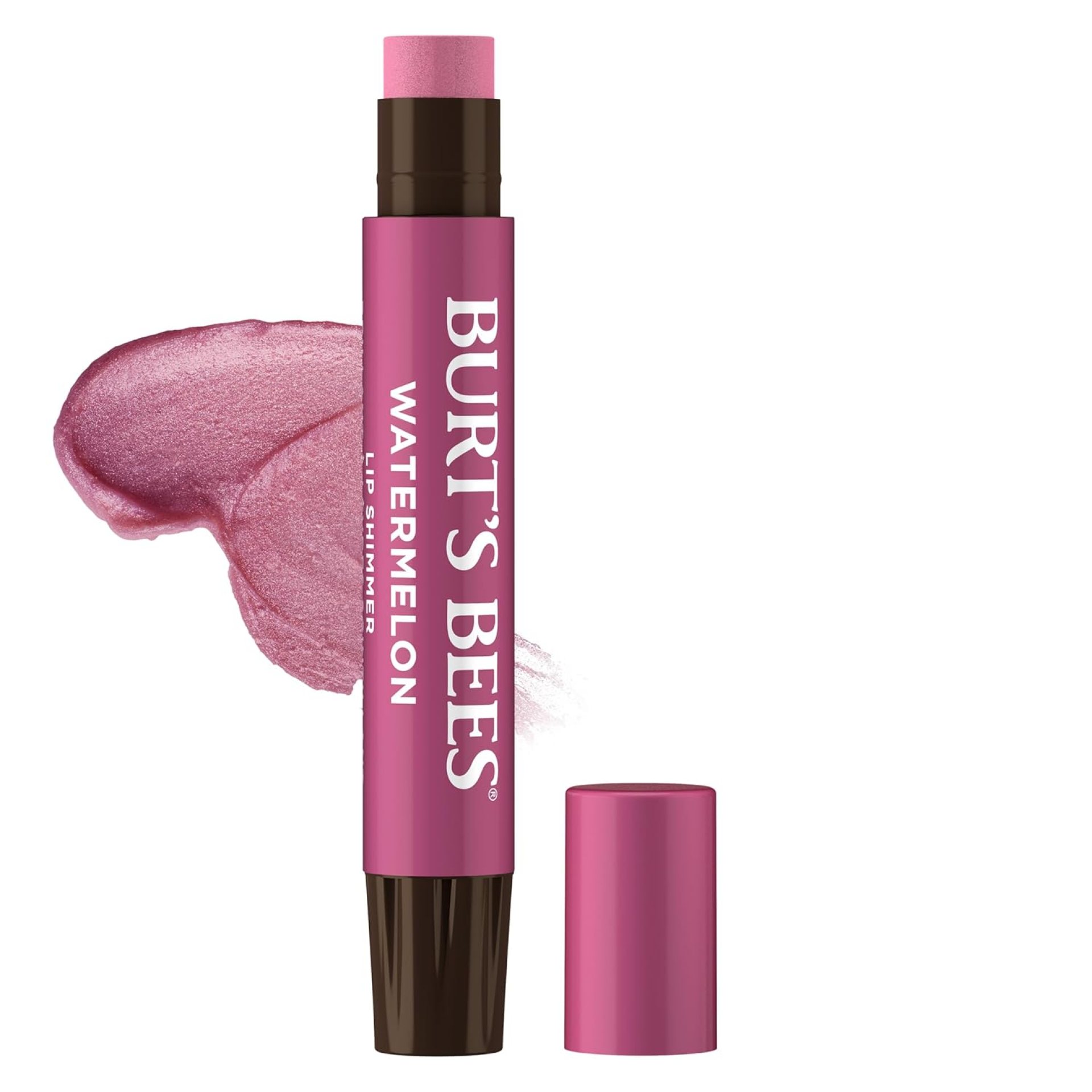 Burt’s Bees Lip Shimmer Watermelon; Warm, Luminescent Color; High Impact, Instant Moisture; with Shea and Cocoa Butters; 100% Natural Origin; 4 Tube, 0.09 Oz. (Packaging May Vary) Burt’s Bees Lip Shimmer Watermelon; Warm, Luminescent Color; High Impact, Instant Moisture; with Shea and Cocoa Butters; 100% Natural Origin; 4 Tube, 0.09 Oz. (Packaging May Vary)