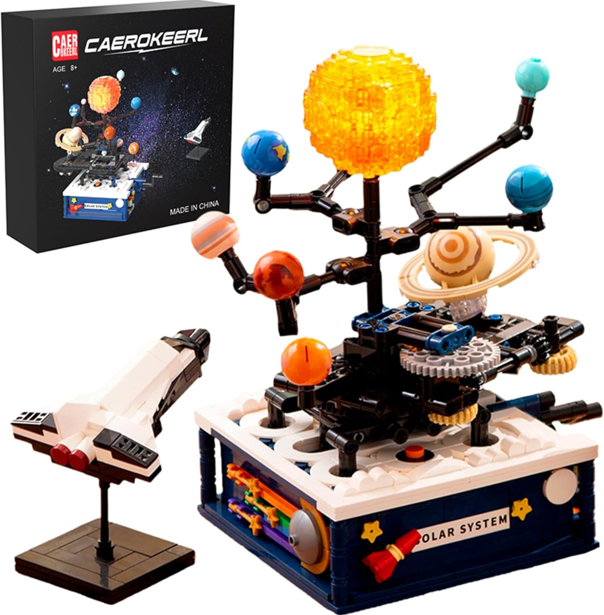 Rotating Solar System Building Blocks with Light Toy, Children’s Education STEM Experiment Toy, Astronomical Science Toy, with Rocket Model, Gift for Boys 8-14 Years Old, 775 Piece Building Blocks Set Rotating Solar System Building Blocks with Light Toy, Children’s Education STEM Experiment Toy, Astronomical Science Toy, with Rocket Model, Gift for Boys 8-14 Years Old, 775 Piece Building Blocks Set