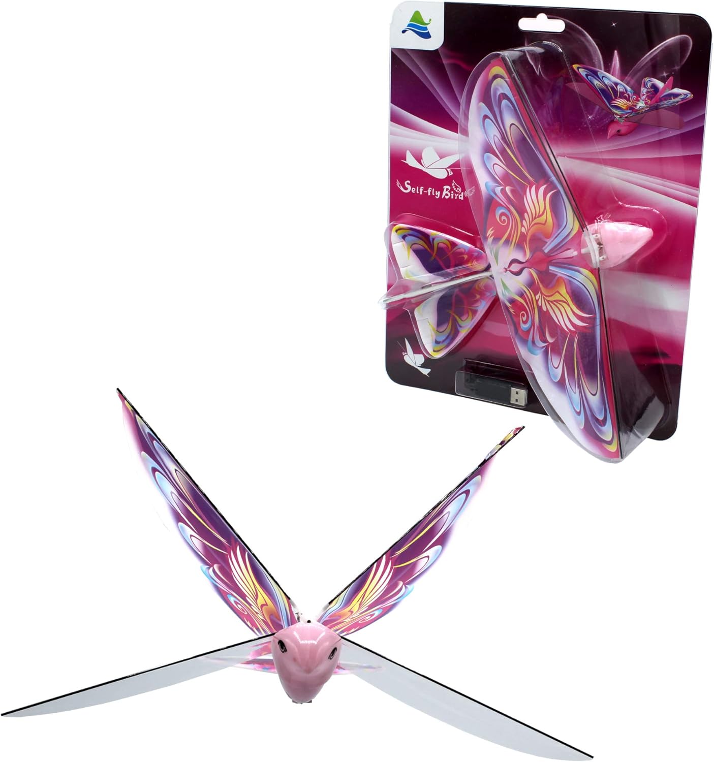 MUKIKIM Self Flying eBird Pink Butterfly – Electronic Flying Bird Drone Toy. Adjust The Rudder to Make The Flapping Wings Bird Fly Forward and Back to You. 3 Flying Models! No Remote Control Needed MUKIKIM Self Flying eBird Pink Butterfly – Electronic Flying Bird Drone Toy. Adjust The Rudder to Make The Flapping Wings Bird Fly Forward and Back to You. 3 Flying Models! No Remote Control Needed