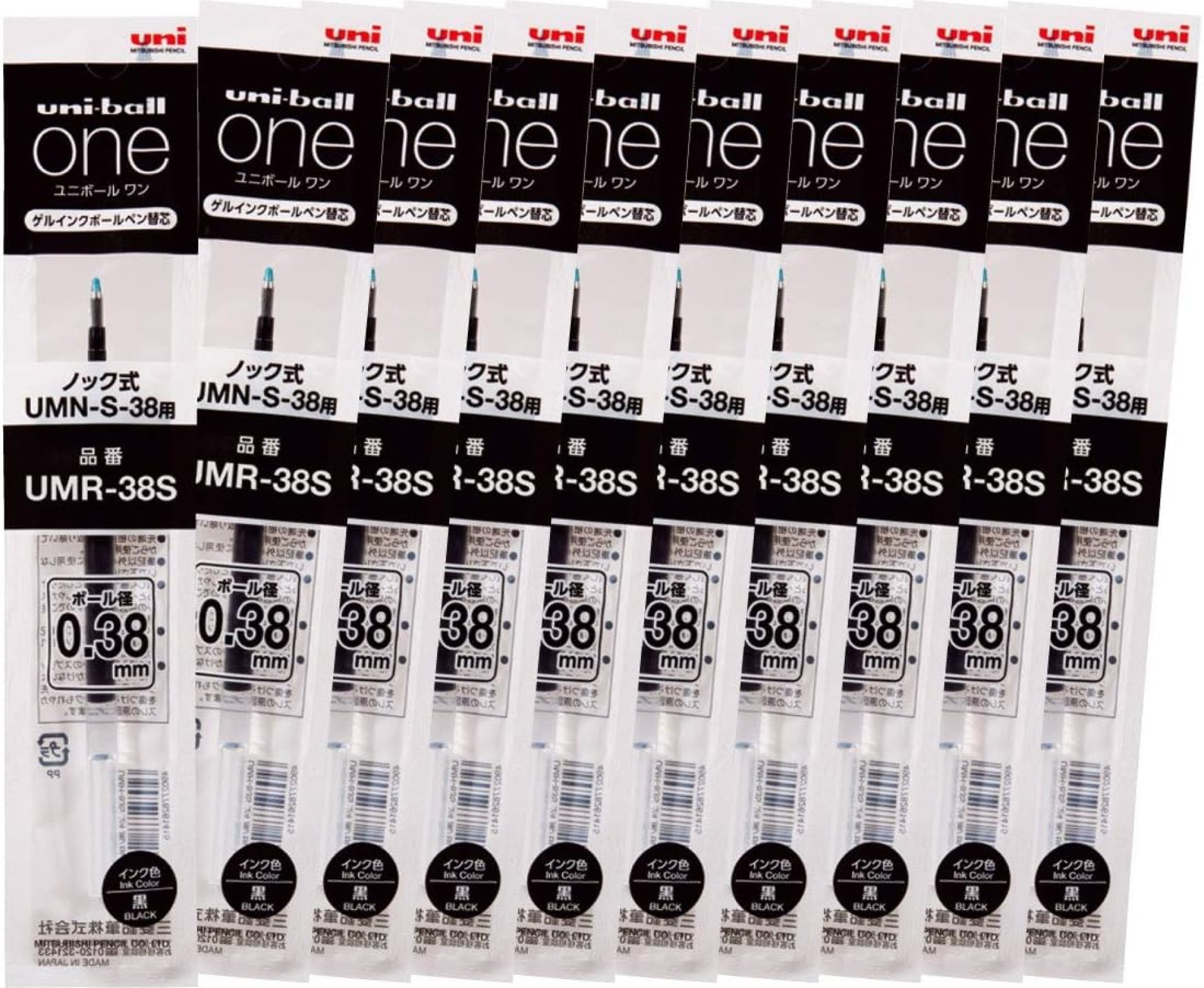 Mitsubishi Pencil Uni-Ball One Gel Ballpoint Pen Refill, 0.38, Black, 10 Pieces, Hako UMR38S.24 Mitsubishi Pencil Uni-Ball One Gel Ballpoint Pen Refill, 0.38, Black, 10 Pieces, Hako UMR38S.24