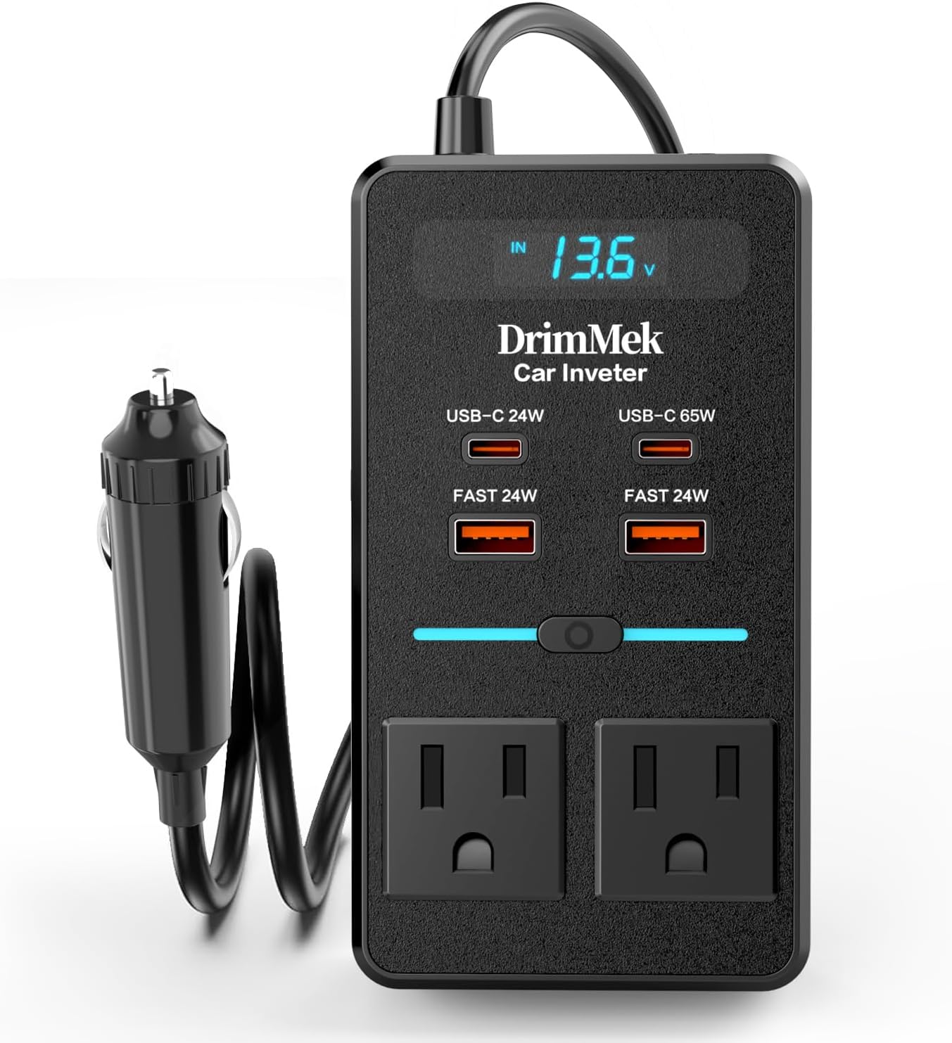 Car Power Inverter, DC 12V to 110V AC Car Plug Adapter with LCD Display, 65W USB-C Fast Charging, 24W USB-C & 3.0 USB-A Ports, Portable Car Charger with Switch Control Converter for Laptops, Phones Car Power Inverter, DC 12V to 110V AC Car Plug Adapter with LCD Display, 65W USB-C Fast Charging, 24W USB-C & 3.0 USB-A Ports, Portable Car Charger with Switch Control Converter for Laptops, Phones