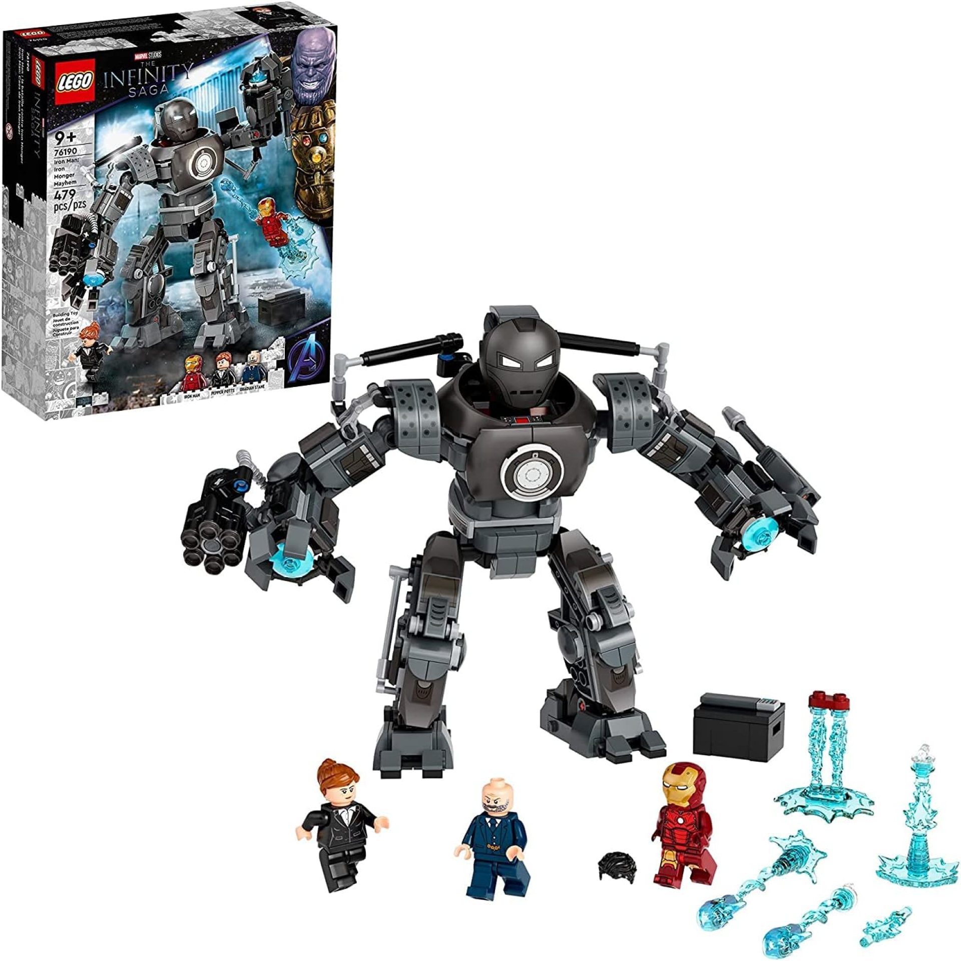 LEGO Marvel Iron Man Monger Mayhem Set 76190, Avengers Mech Building Toy, Action Figure, with Iron Man, Obadiah Stane and Pepper Potts Minifigures, Gift for 9 Plus Year Old Boys and Girls LEGO Marvel Iron Man Monger Mayhem Set 76190, Avengers Mech Building Toy, Action Figure, with Iron Man, Obadiah Stane and Pepper Potts Minifigures, Gift for 9 Plus Year Old Boys and Girls