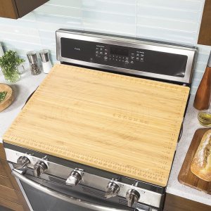 Bamboo Stove Covers for Electric Stove – Noodle Board Stove Top Cover Board For Gas Burner,Wooden RV Stovetop Cover (Full Cover)