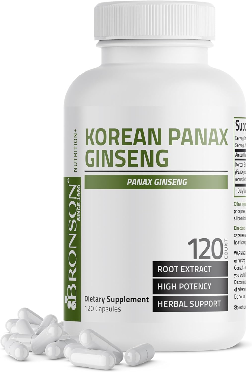 Bronson Korean Panax Ginseng Supports Energy, Endurance & Vitality + Memory and Mental Performance, 120 Capsules Bronson Korean Panax Ginseng Supports Energy, Endurance & Vitality + Memory and Mental Performance, 120 Capsules