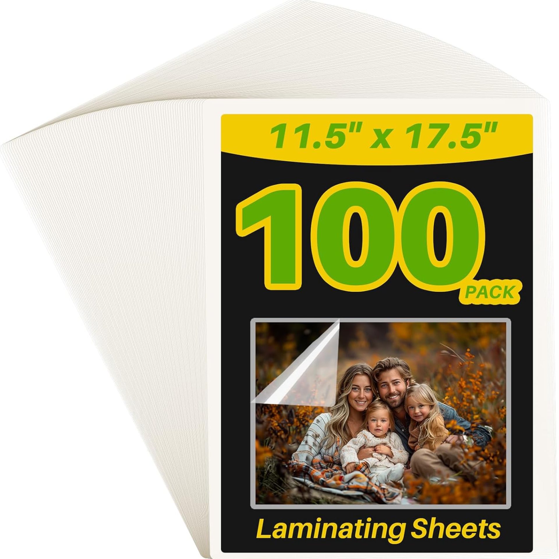 Calenzana 100 Pack Laminating Sheets 11.5×17.5 Inch, 3 Mil Clear Thermal Laminating Pouches Hold 11×17 inch Sheets, Lamination Sheet Paper for Business Card Photo and Sticker Calenzana 100 Pack Laminating Sheets 11.5×17.5 Inch, 3 Mil Clear Thermal Laminating Pouches Hold 11×17 inch Sheets, Lamination Sheet Paper for Business Card Photo and Sticker