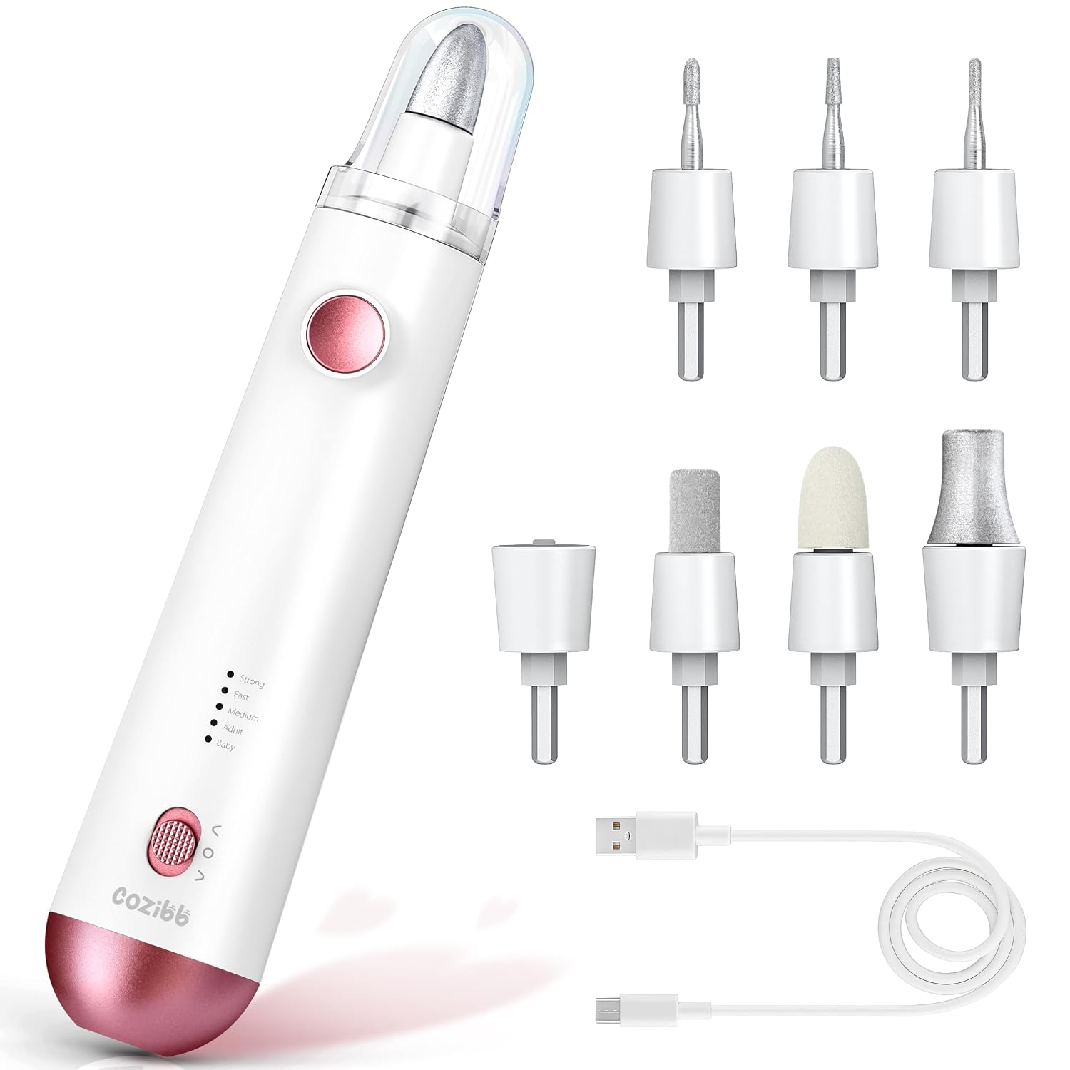 Electric Nail Drill, 8-in-1 Cordless Electric Nail File with LED Light, 5 Speeds Rechargeable Manicure and Pedicure Kit Hand Foot Care Tool for Nail Grinder Trim Polish for Women Baby Electric Nail Drill, 8-in-1 Cordless Electric Nail File with LED Light, 5 Speeds Rechargeable Manicure and Pedicure Kit Hand Foot Care Tool for Nail Grinder Trim Polish for Women Baby