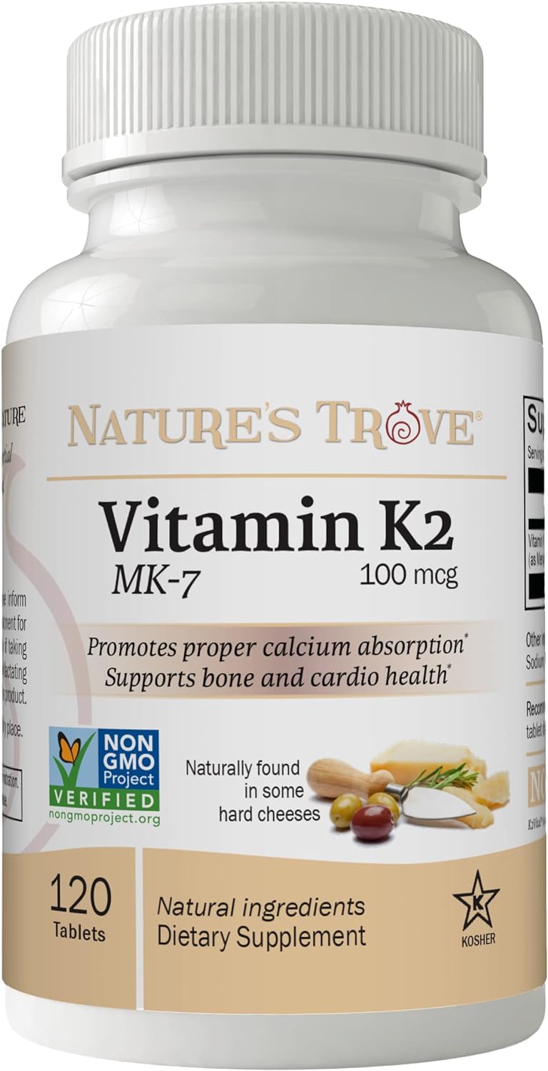 Nature’s Trove Vitamin K2 MK7 Supplement, 100mcg, 120 Count, Vegan Nature’s Trove Vitamin K2 MK7 Supplement, 100mcg, 120 Count, Vegan