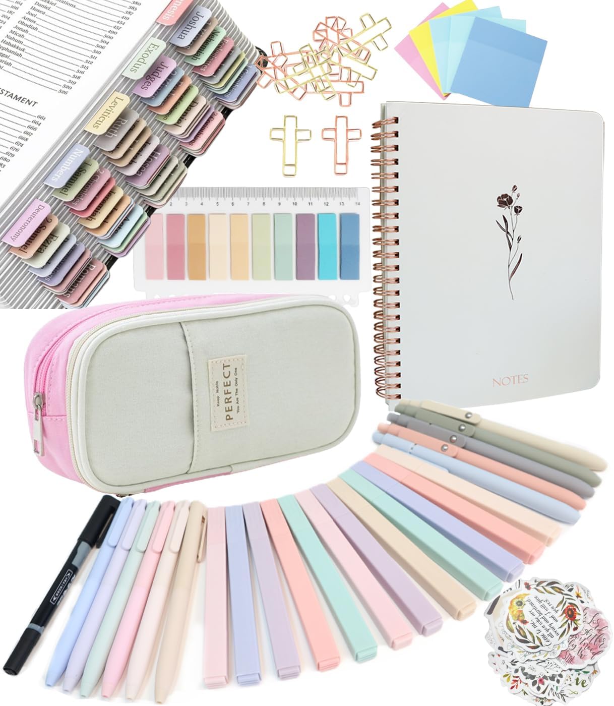 Bible Study Supplies Journaling Kit With Tabs, Highlighter, Notebook and Pen Case – Annotation Kit, Study Group Essentials Accessories Set for Women, Students, Beginner Christian Gifts Bible Study Supplies Journaling Kit With Tabs, Highlighter, Notebook and Pen Case – Annotation Kit, Study Group Essentials Accessories Set for Women, Students, Beginner Christian Gifts