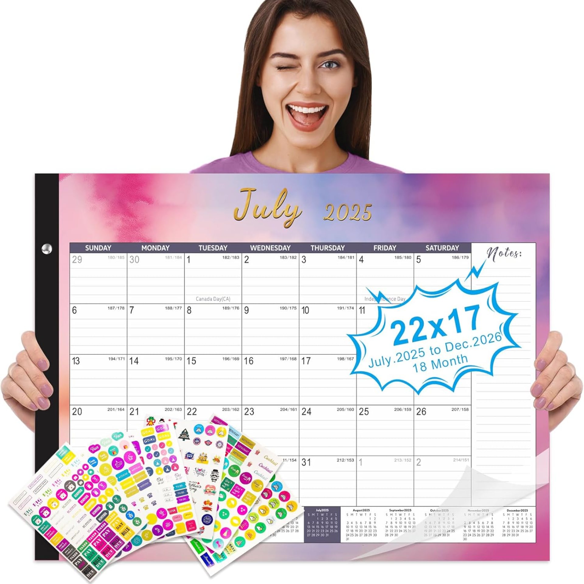 Gannyfer Desk Calendar 2025-2026, Large 22″x17″ Monthly Calendar, July 2025 – Dec 2026, 18 Month Yearly Desktop Calendar with Notes, for Family, Office, and School(6 Stickers) Gannyfer Desk Calendar 2025-2026, Large 22″x17″ Monthly Calendar, July 2025 – Dec 2026, 18 Month Yearly Desktop Calendar with Notes, for Family, Office, and School(6 Stickers)