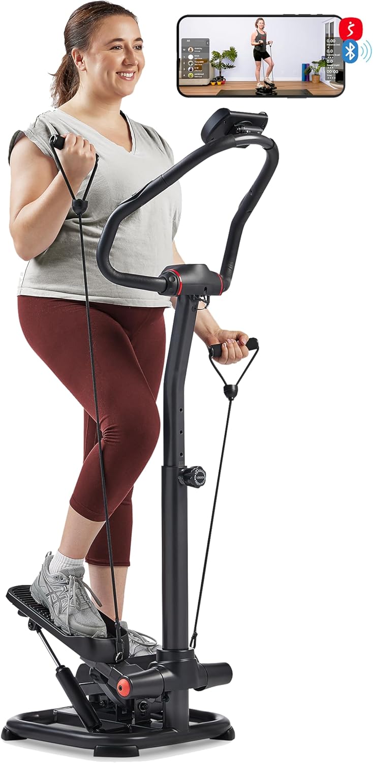Sunny Health & Fitness 2-in-1 Premium Power Stepper with Resistance Bands, Low-Impact Cardio, Space-Saving, Height-Adjustable, with Enhanced Bluetooth Connectivity with Free SunnyFit App Sunny Health & Fitness 2-in-1 Premium Power Stepper with Resistance Bands, Low-Impact Cardio, Space-Saving, Height-Adjustable, with Enhanced Bluetooth Connectivity with Free SunnyFit App