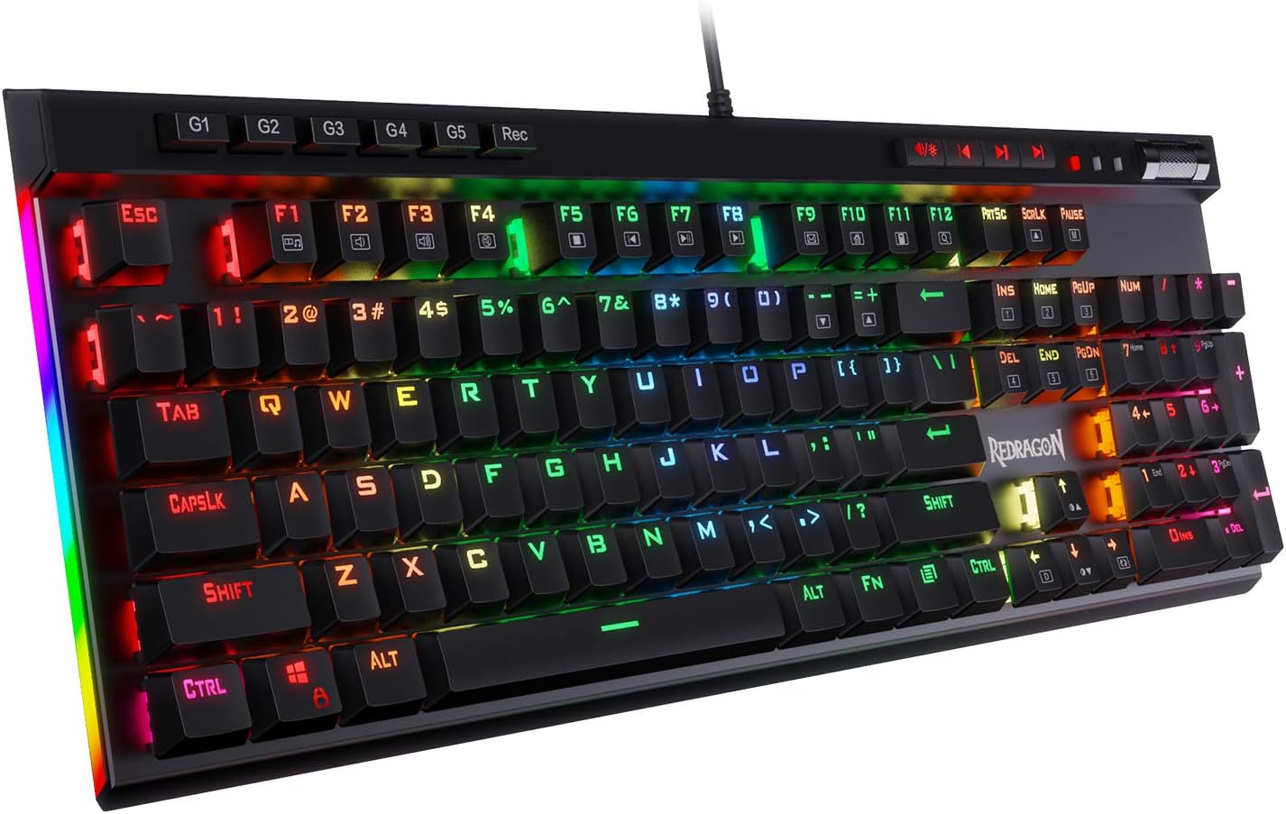Redragon K580 VATA RGB LED Backlit Mechanical Gaming Keyboard with Macro Keys & Dedicated Media Controls, Hot-Swappable Socket, Onboard Macro Recording (Blue Switches) Redragon K580 VATA RGB LED Backlit Mechanical Gaming Keyboard with Macro Keys & Dedicated Media Controls, Hot-Swappable Socket, Onboard Macro Recording (Blue Switches)